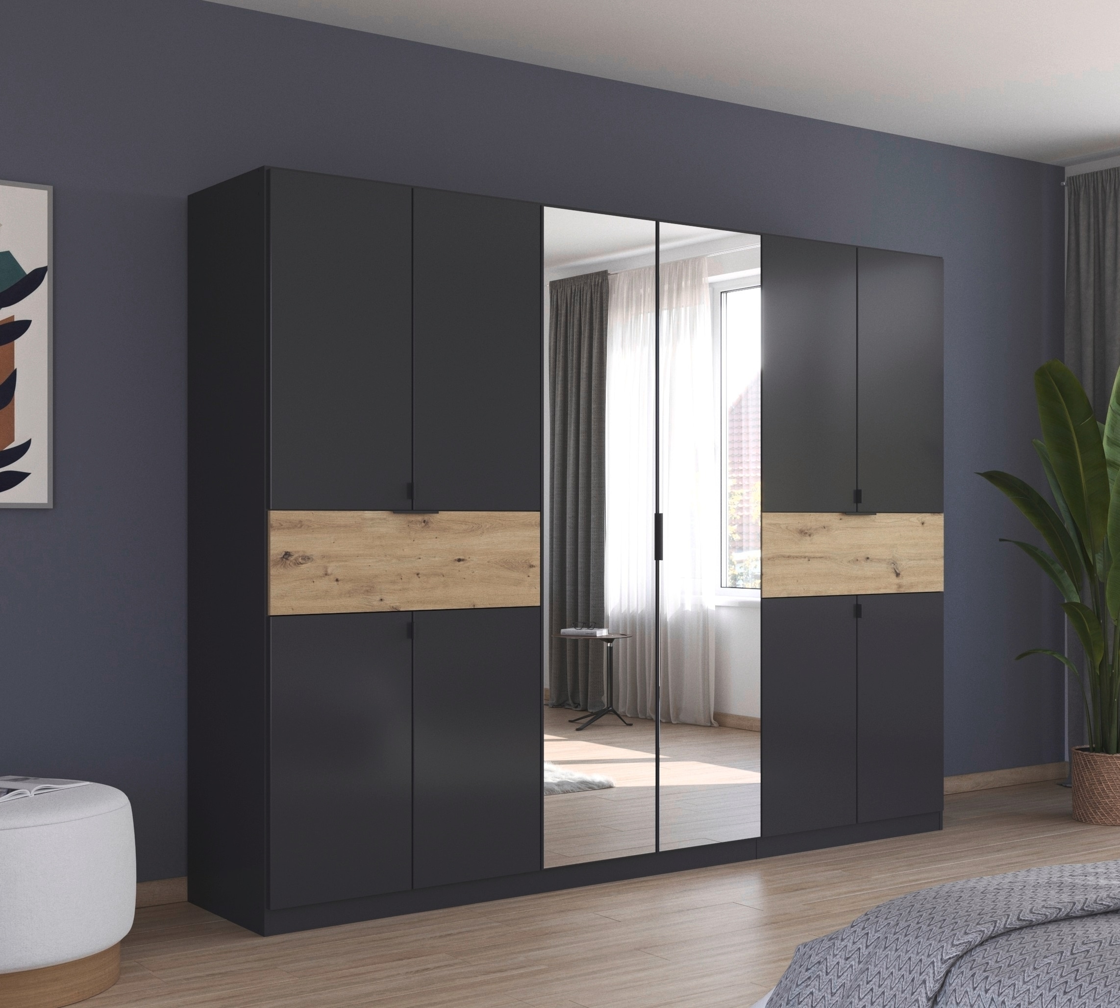 rauch Drehtürenschrank »Kleiderschrank Schrank Garderobe Wäscheschrank TICAO«, (Schubladen in der Höhe variabel positionierbar), mit 2 geräumigen Schubladen, viel Stauraum MADE IN GERMANY