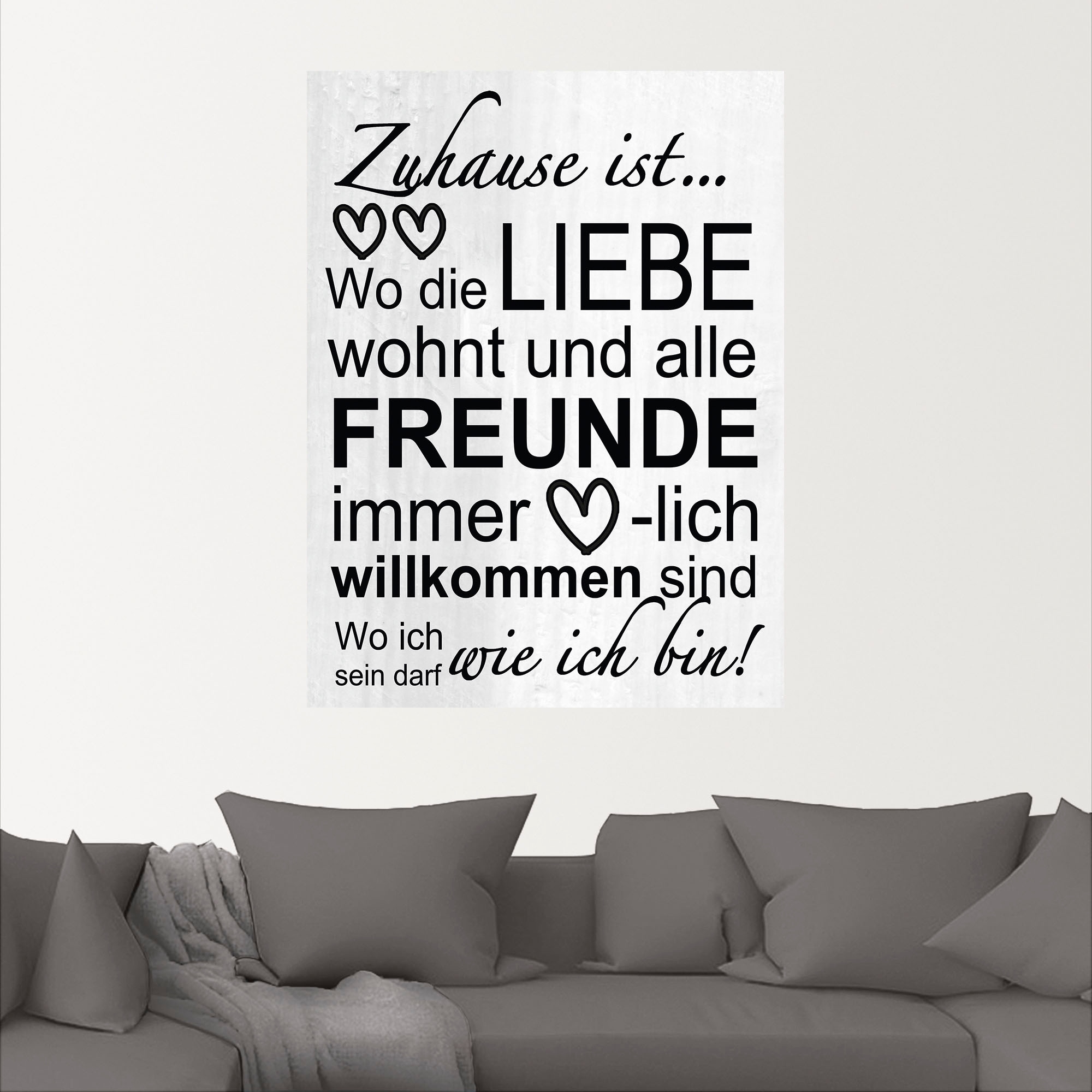 Artland Wandbild »Wo die Liebe wohnt«, Sprüche & Texte, (1 St.), als Alubild, Outdoorbild, Leinwandbild, Poster, Wandaufkleber