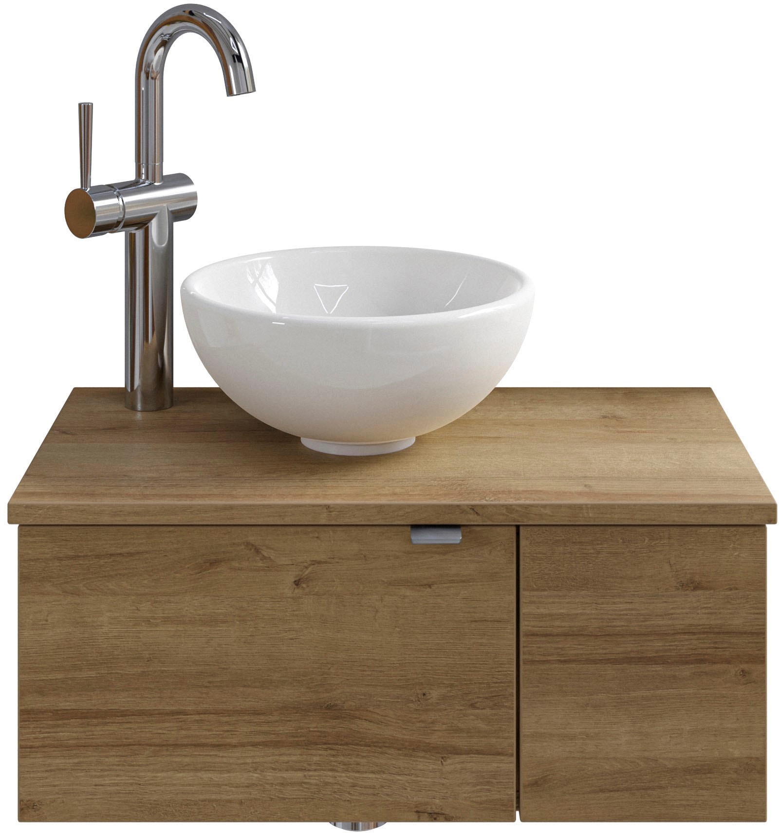 Saphir Waschtisch »Serie 6915 Waschschale mit Unterschrank für Gästebad, Gäste WC«, 61 cm breit, 2 Türen, offenes Fach, kleine Bäder, ohne Armatur