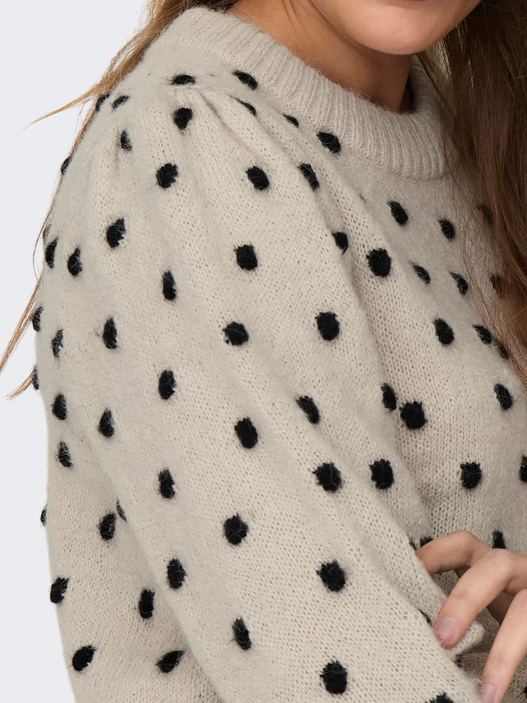 JDY Rundhalspullover »JDYSIGRID LIFE L/S ON PUFF PULL KNT NOOS«, in gepunkteter Optik