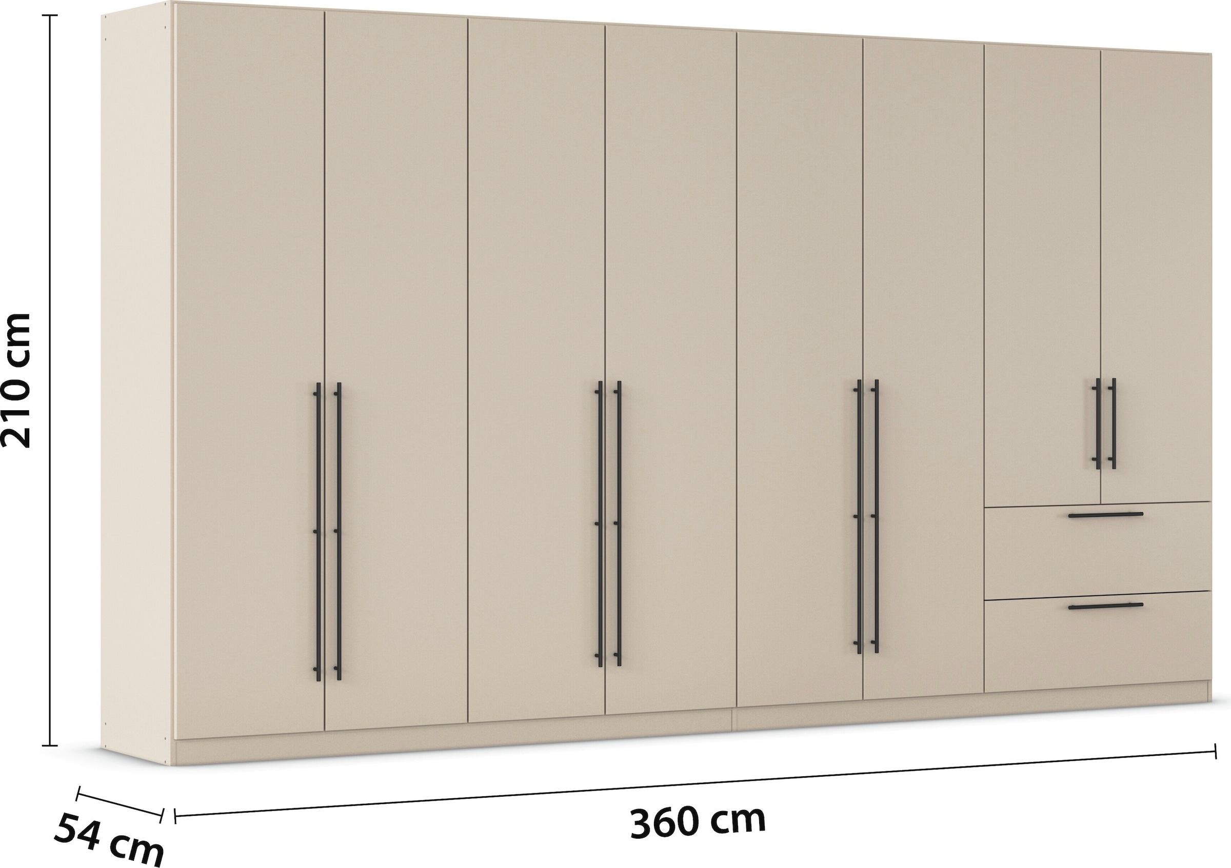 rauch Kleiderschrank »Drehtürenschrank Schrank Garderobe Wäscheschrank Schlafzimmer AVOLA«, (in 3 verschiedenen Ausstattungen BASIC/CLASSIC/PREMIUM), mit hochwertigen Stangengriffen aus Metall in Schwarz MADE IN GERMANY