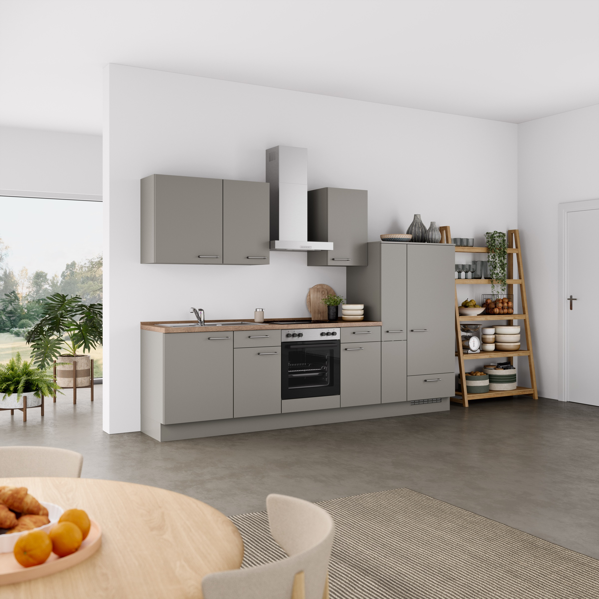 nobilia® Küchenzeile »"Laser I"«, vormontiert, Ausrichtung wählbar, Breite 300 cm, wahlw. mit E-Geräten