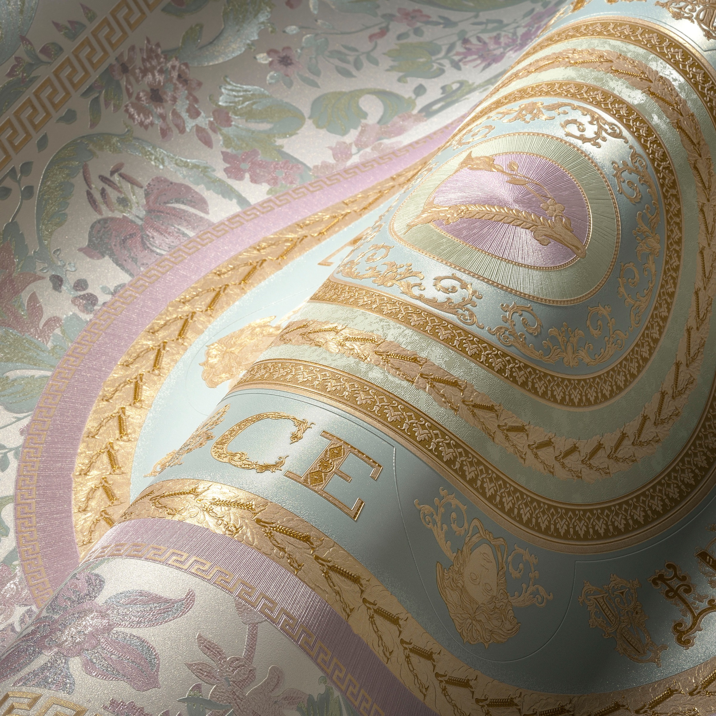 Versace Vliestapete »Wallpaper Versace 5 Floral Design«, leicht glänzend-gemustert-abstrakt, Designertapete auffallende Fliesen-Tapete Tapeten Wohnzimmer modern