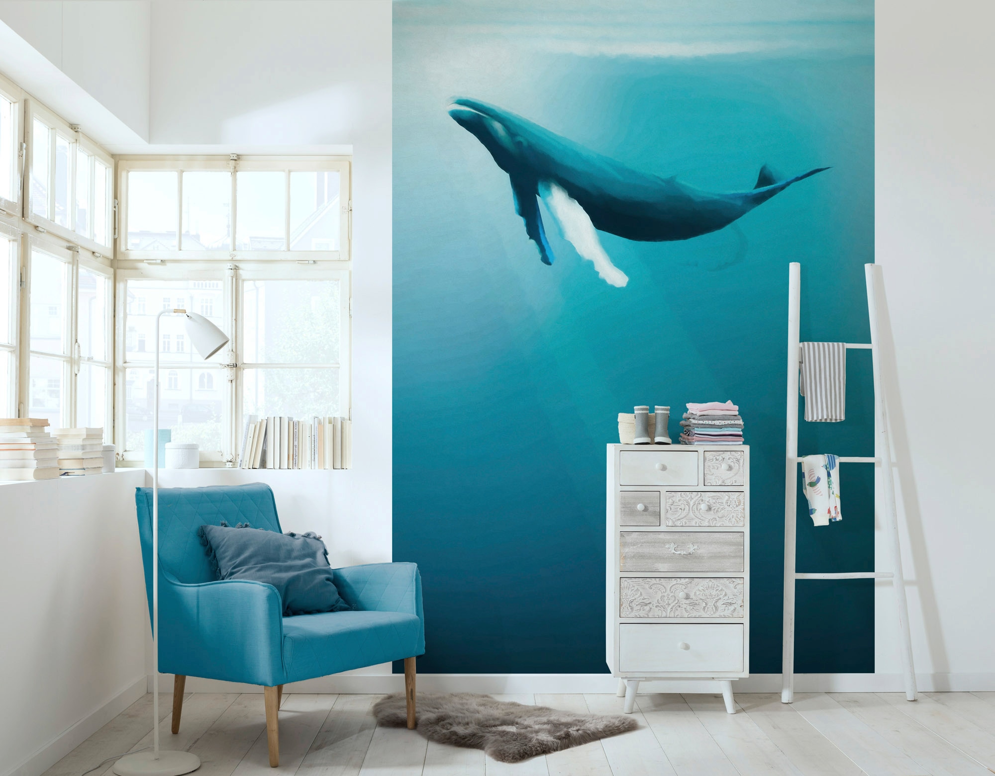 Komar Vliestapete »Artsy Humpback Whale«, 200x280 cm (Breite x Höhe) günstig online kaufen