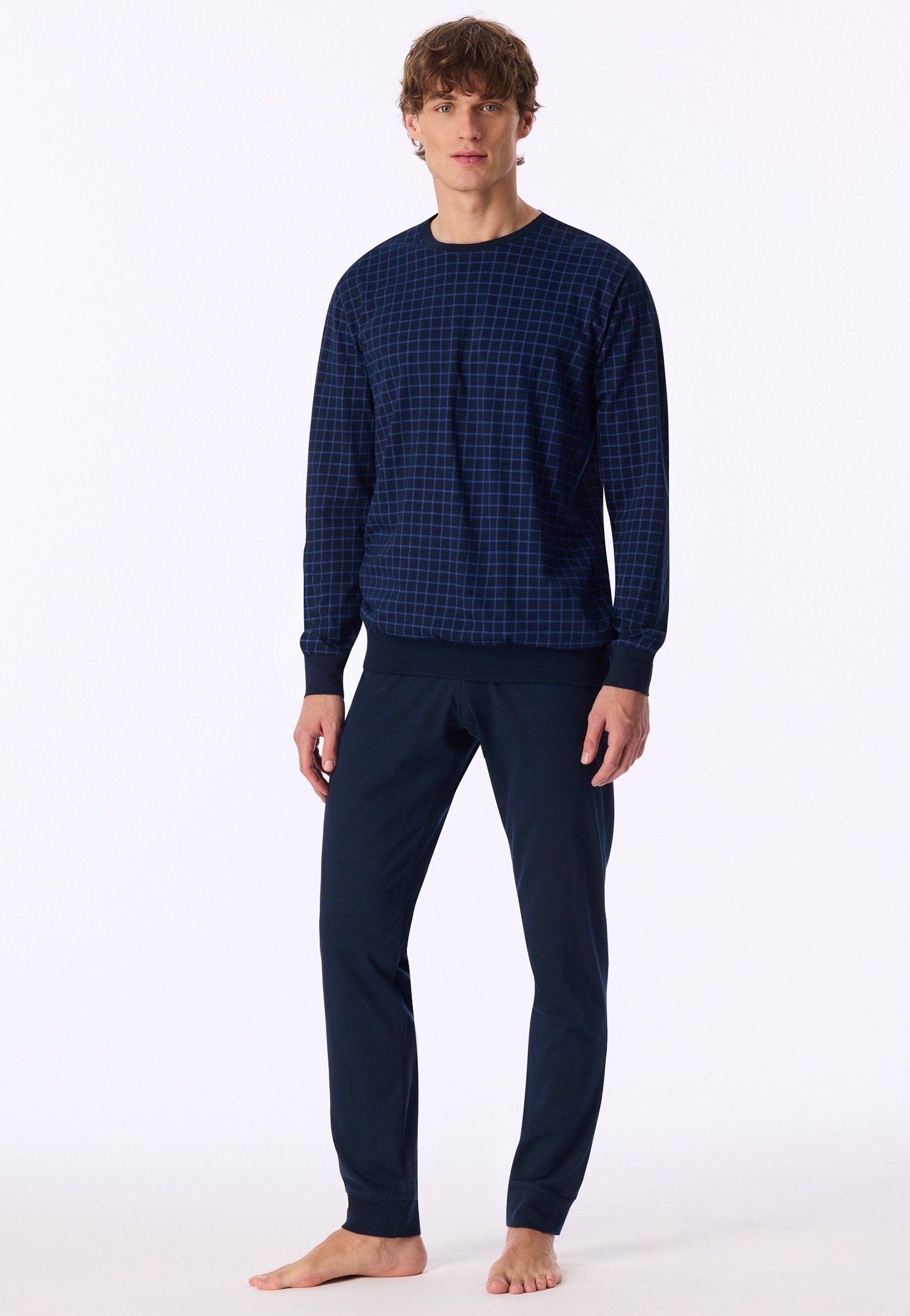 uncover by SCHIESSER Schlafanzug »Uncover Nightwear« 2 tlg. Langarm, Rundhals-Ausschnitt, Single Jersey-Qualität, weich