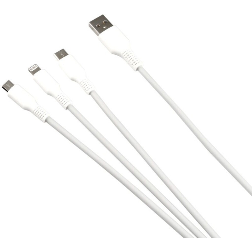 Hanseatic Smartphone-Kabel, multifunktionelles 3 in1 Ladekabel, USB-C, Micro-USB, IP Anschluß