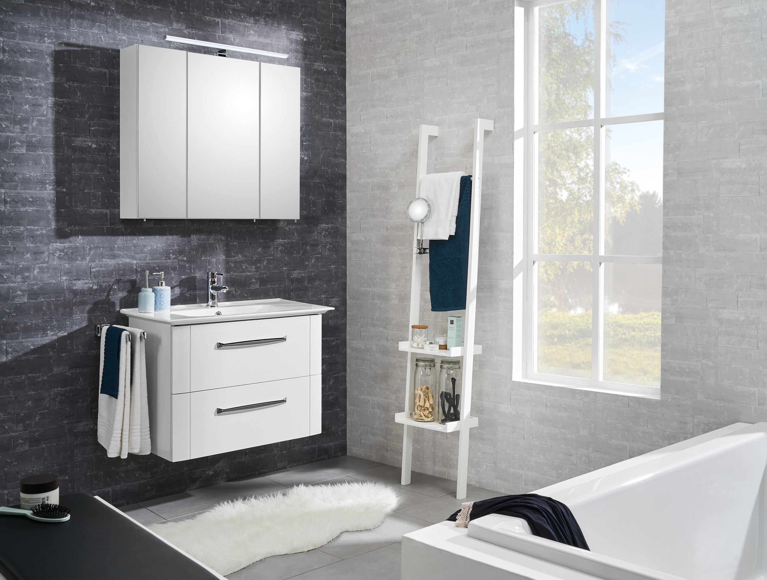 Saphir Badmöbel-Set 3 Stk. tlg. Badezimmer Set 80 cm breit, inkl. Türdämpfe günstig online kaufen