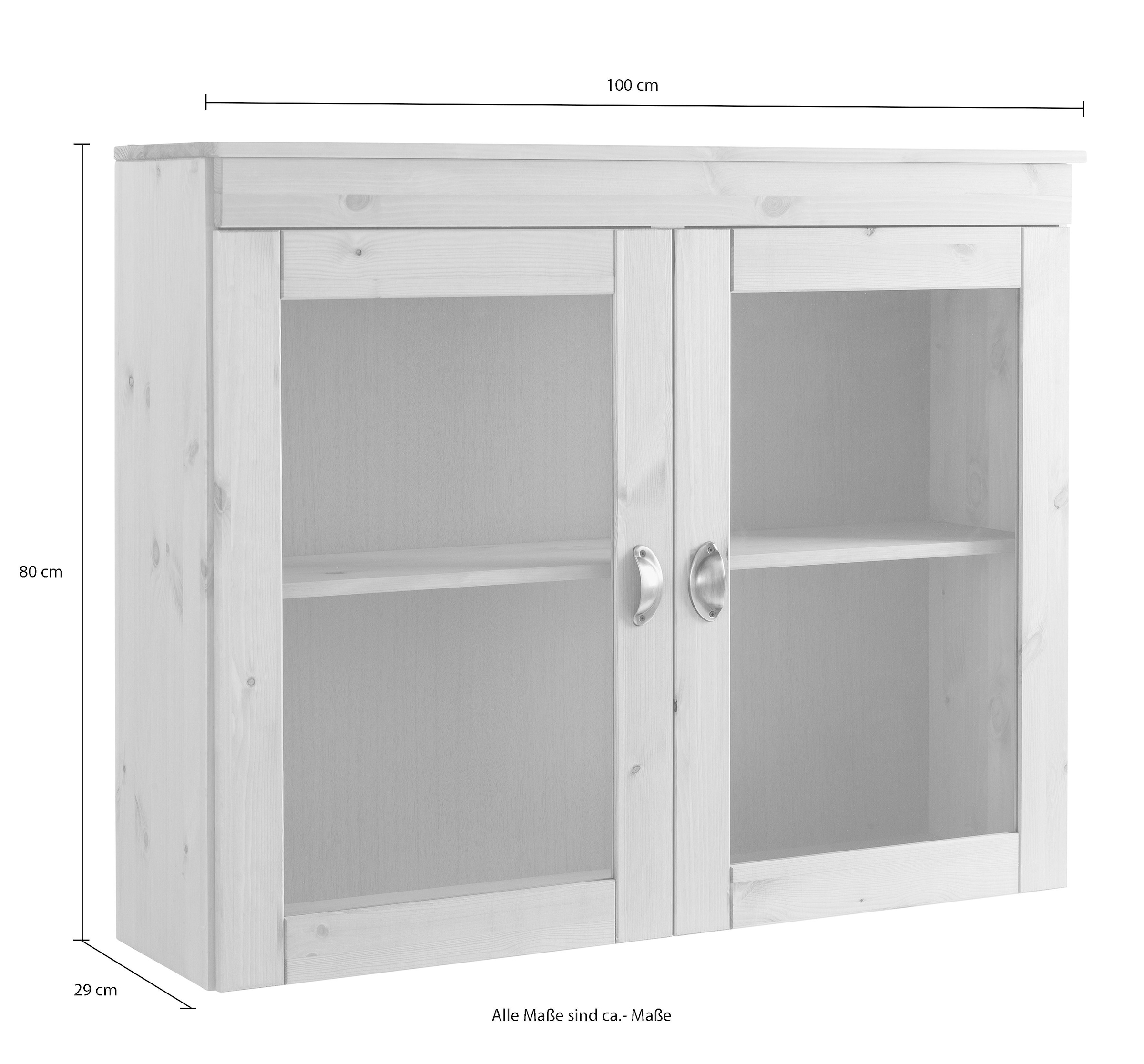 Home affaire Glashängeschrank »Oslo«, 100 cm breit, aus massiver Kiefer, mit 2 Glastüren, Metallgriffe