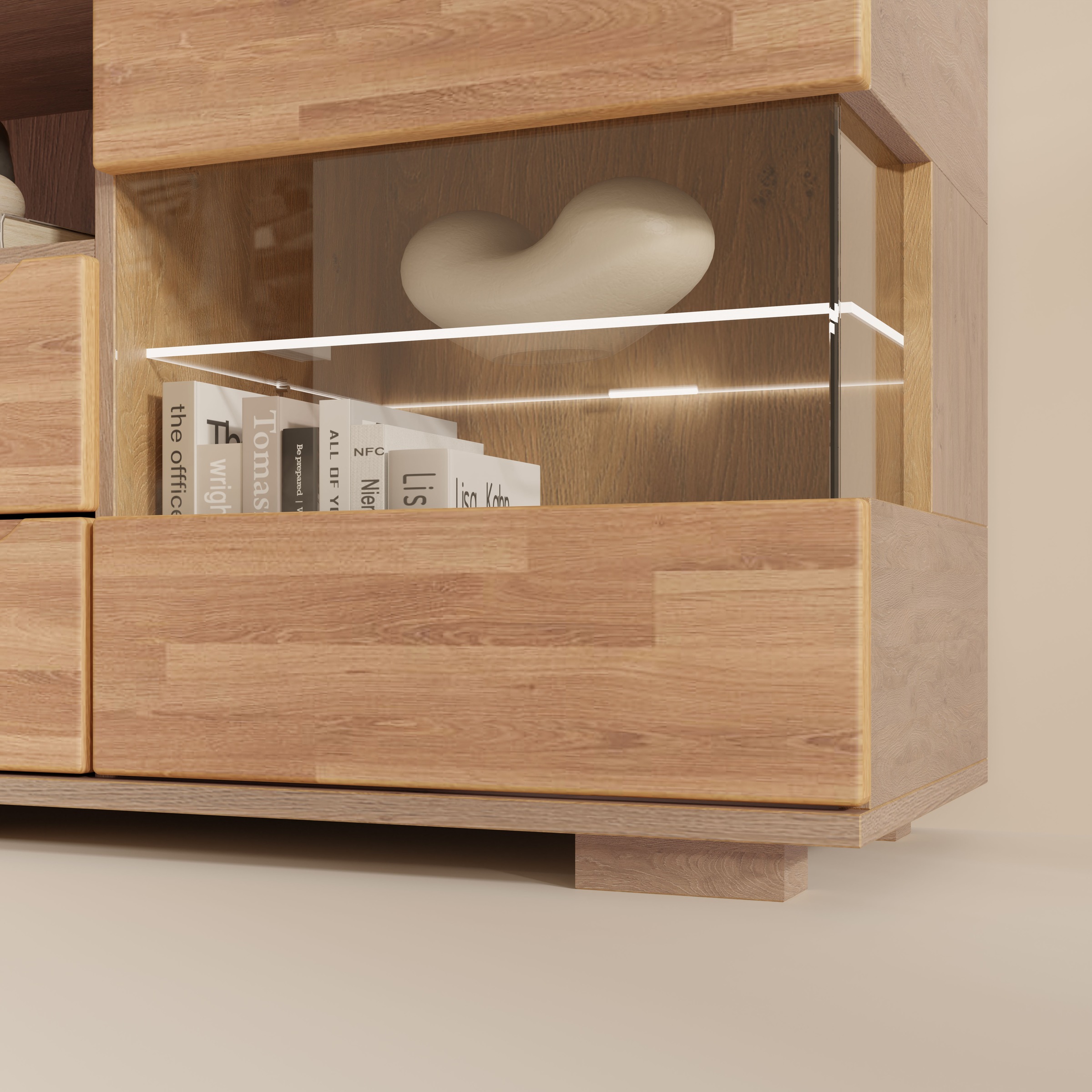 OTTO home Wohnwand »VETRO: besteht aus 2 Vitrinen, 1 Lowboard & 1 Wandregal, Wohnzimmer.« 4 Stk. tlg.