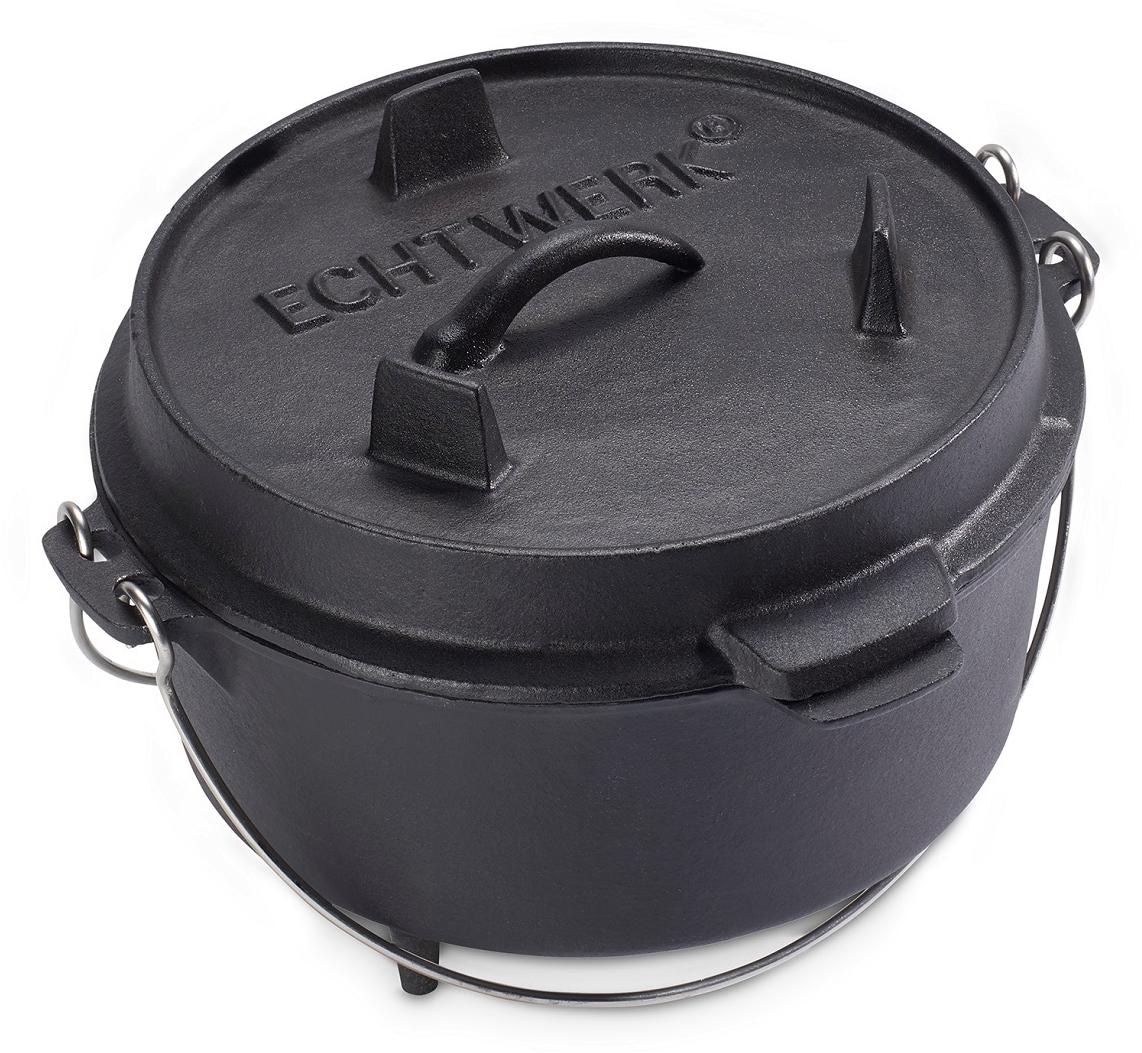 ECHTWERK Schmortopf »Dutch Oven«, Gusseisen, (1 tlg.), Feuertopf, Gusseisen BBQ Kochtopf, bereits eingebrannt, 4,9 Liter