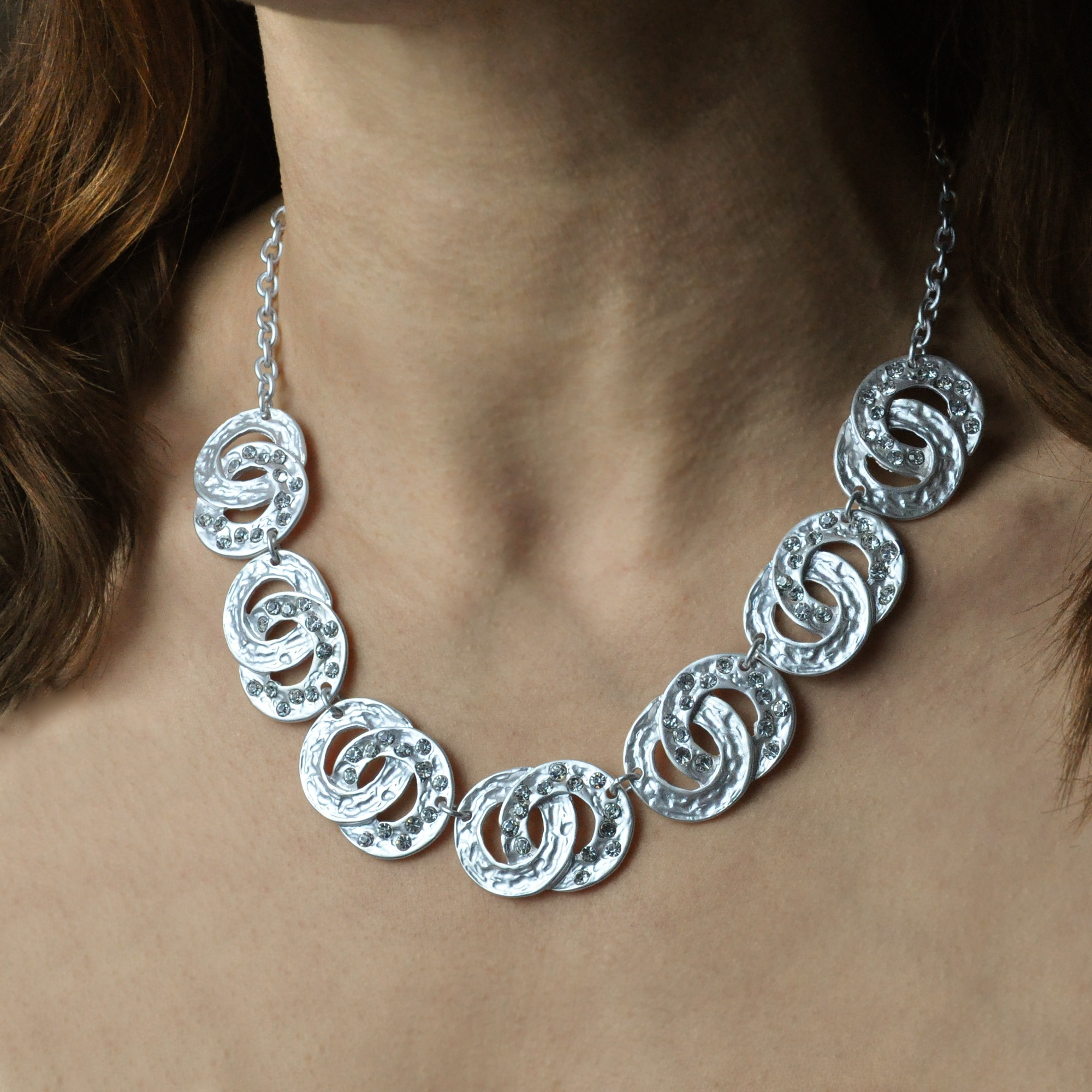 Steuer Collierkettchen »Metallcollier silberfarben mit Strasssteinchen«