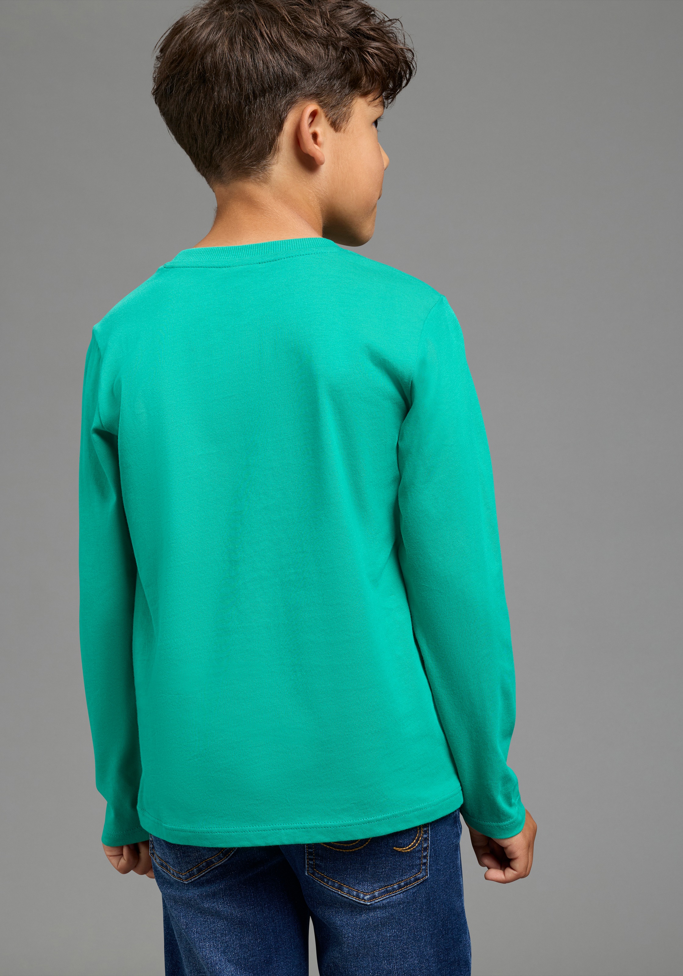 Scout Langarmshirt »3er Packung Shirt mit Kontrast-Einsätzen« Packung, 3,  Hüftlange Schnittform, Langarm, modischer Stil