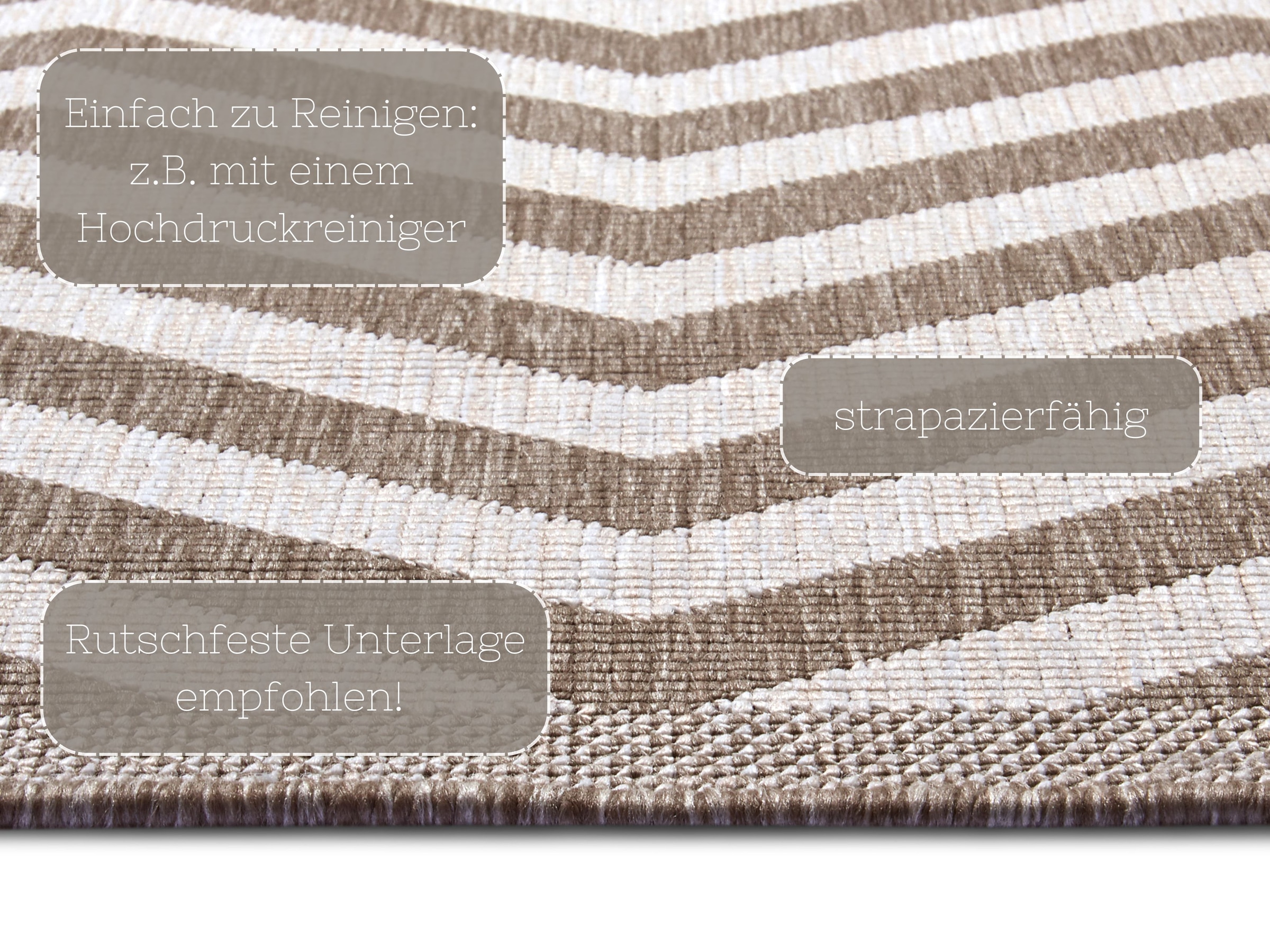 NORTHRUGS Teppich »Palma Wendeteppich«, rechteckig, 5 mm Höhe, In-& Outdoor, Wetterfest, Balkon, Läufer, Wohnzimmer, Wasserfest