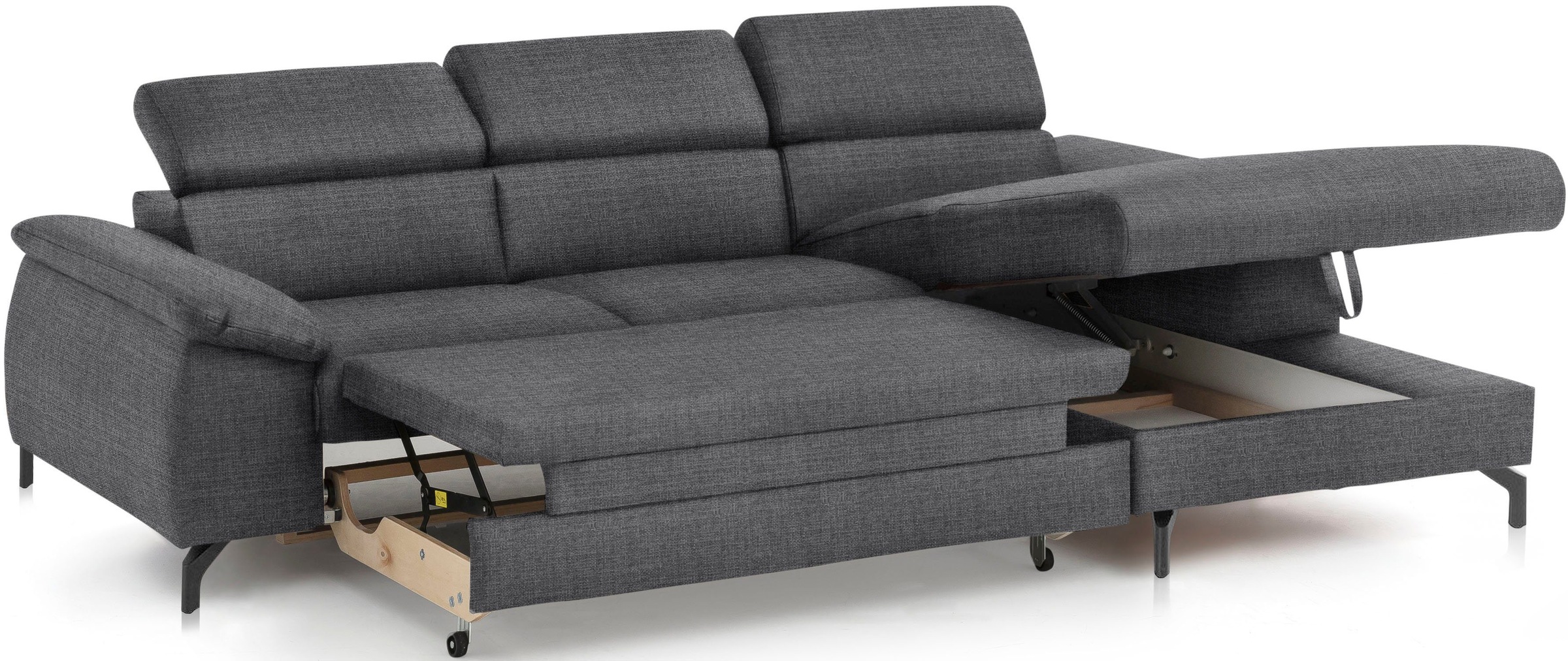 COTTA Polstergarnitur »Komaris L-Form«, (Set), Set bestehend aus: Ecksofa mit Kopfteilverstellung & Hocker