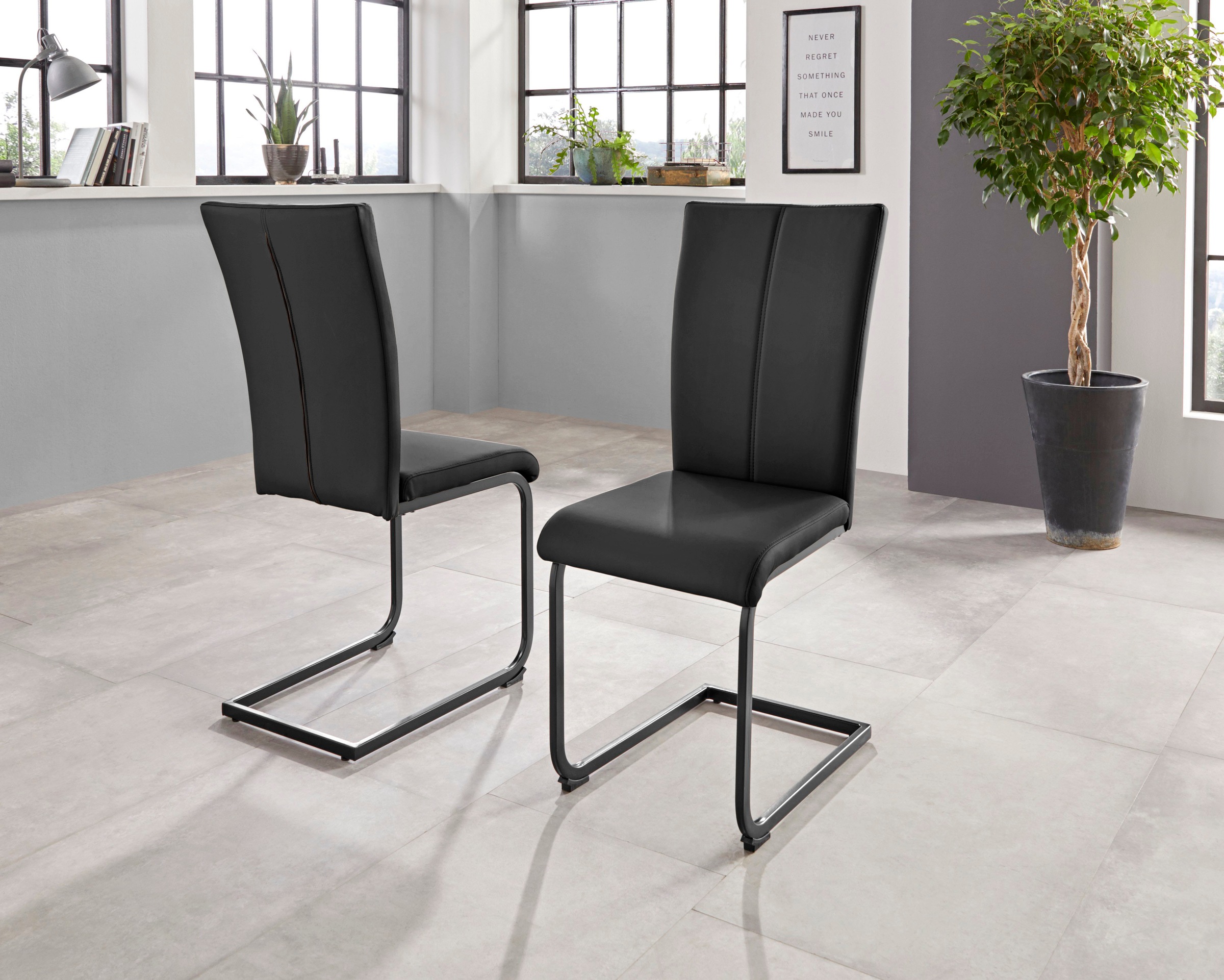 Home affaire Freischwinger »Oliver«, (Set), 2 St., Kunstleder, Stuhl belast günstig online kaufen