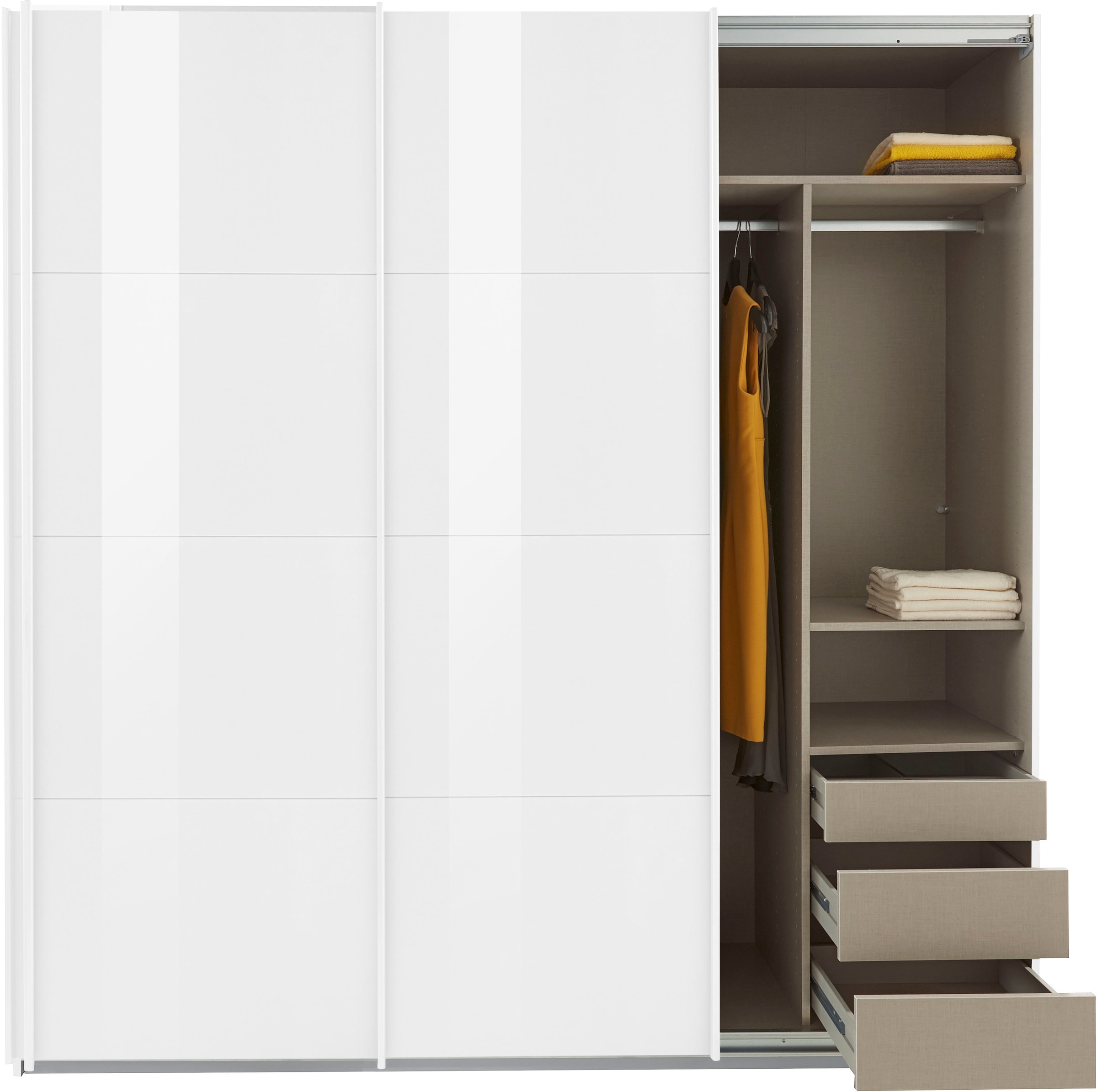 rauch Schwebetürenschrank »Kleiderschrank Schrank Garderobe TOPSELLER OTELI inkl. Inneneinteilung«, mit 3 Innenschubladen sowie zusätzlichen Einlegeböden MADE IN GERMANY