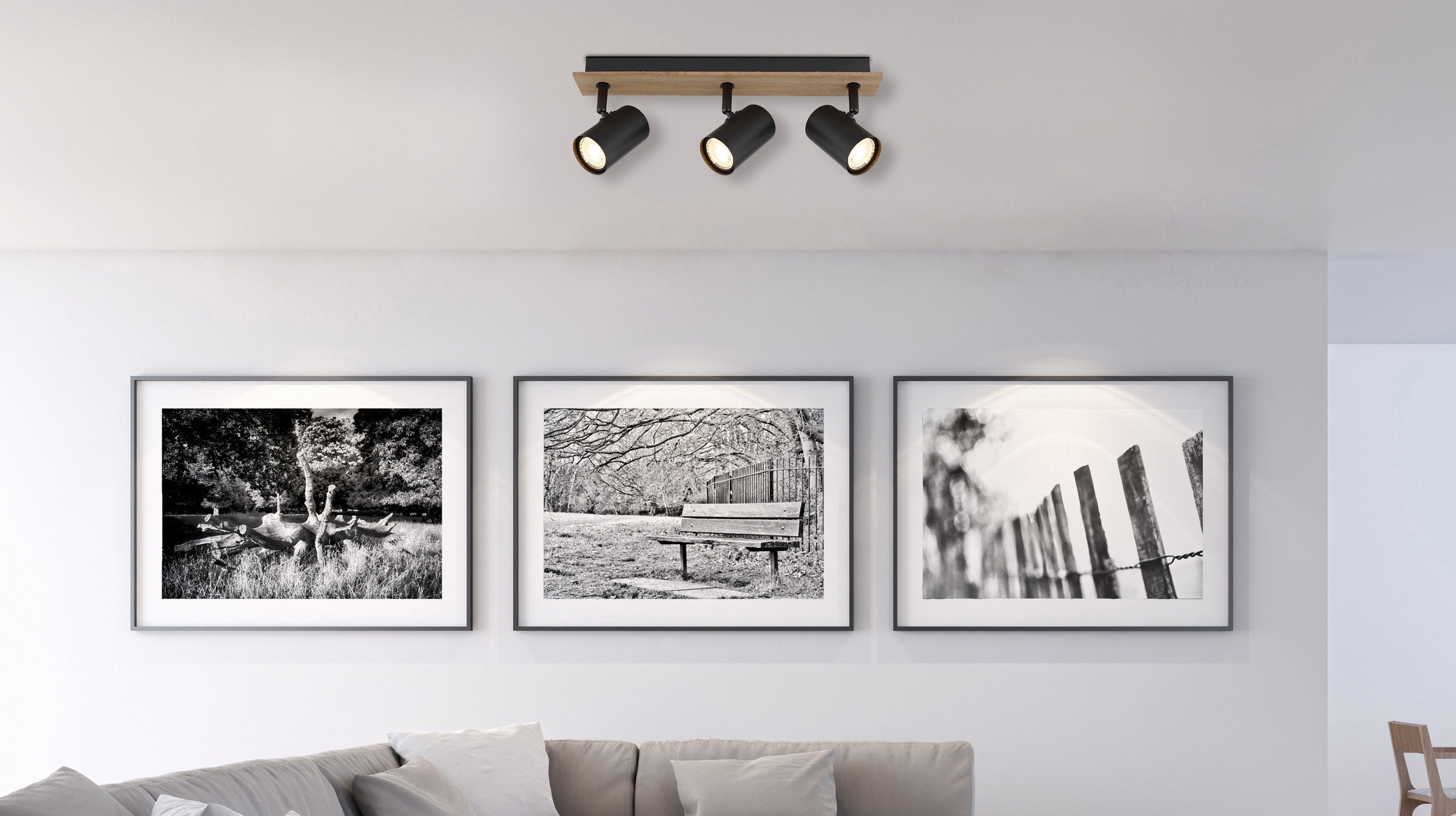 GLOBO LIGHTING Deckenstrahler »LINCA« GU10 1 Stk. Deckenspot/holzoptik/schw günstig online kaufen
