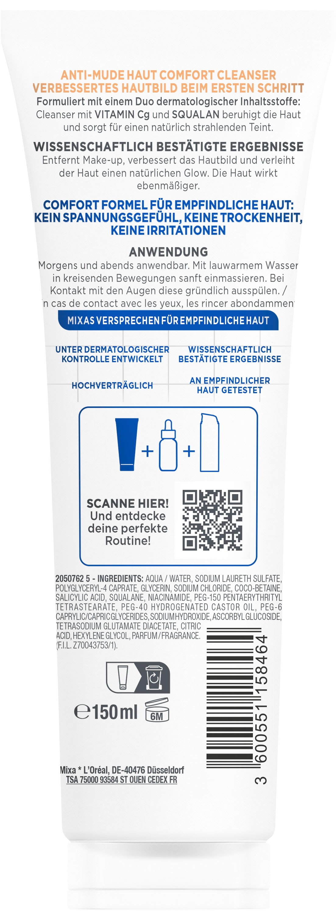 Mixa Gesichts-Reinigungsfluid »Mixa Anti-Müde Haut Comfort Cleanser«, mit hoher Wirkungskraft