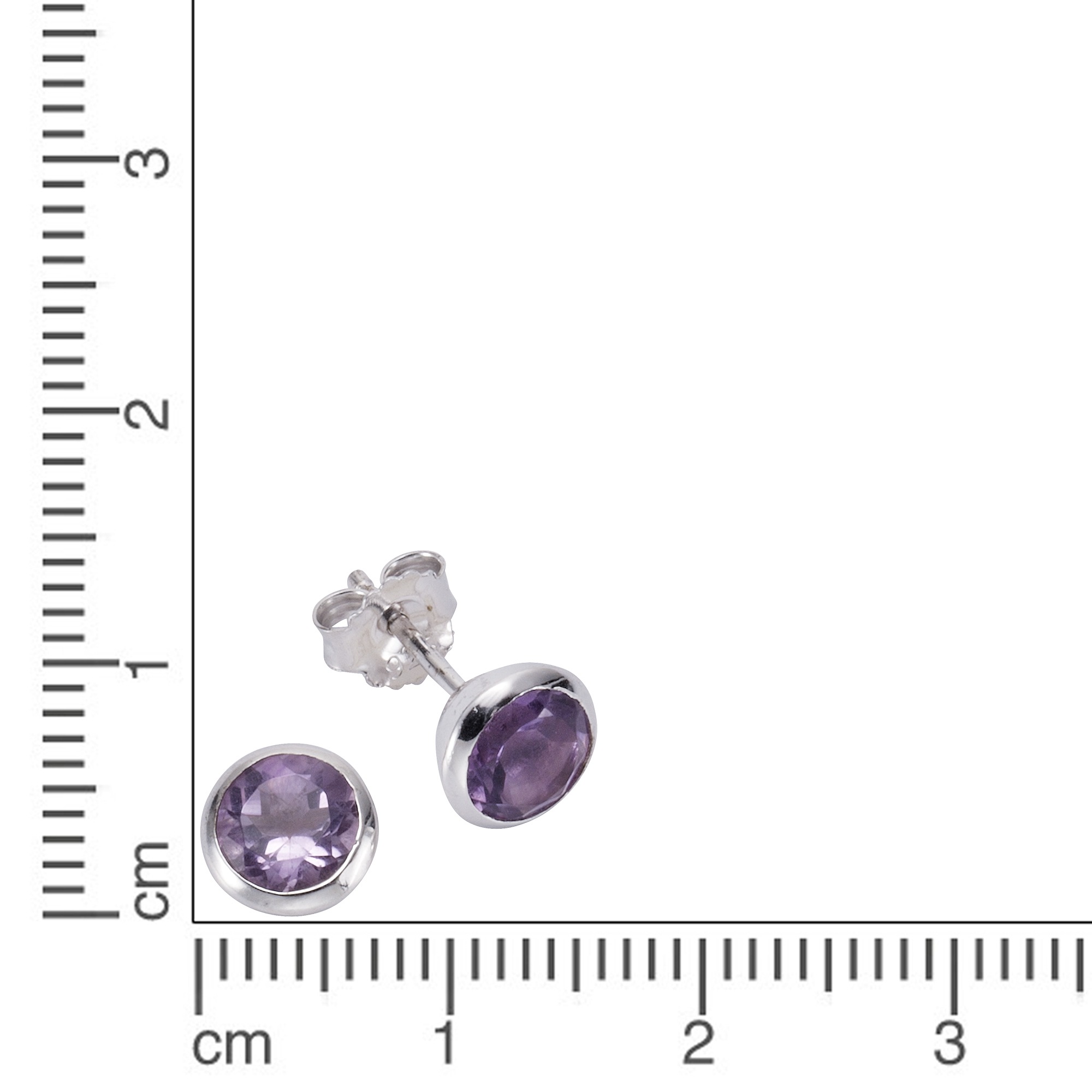 Zeeme Paar Ohrstecker »Silber 925 rhodiniert mit echtem Amethyst 7,5mm«