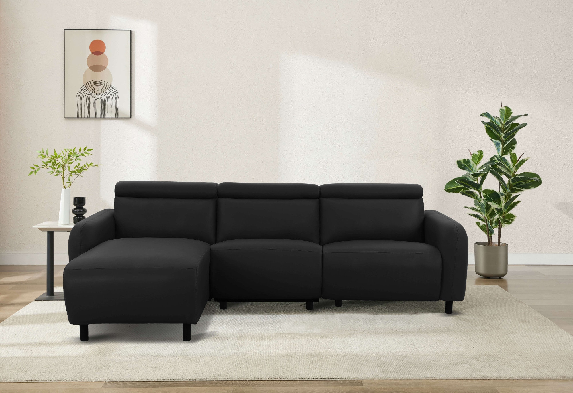 Home affaire Ecksofa »SKAANE Struktur, L-Form, 274 cm, manuelle u. elektrische Funktion,«, Kopfteilverstellung, Relax-und Liegefunktion, Federkernpolsterung