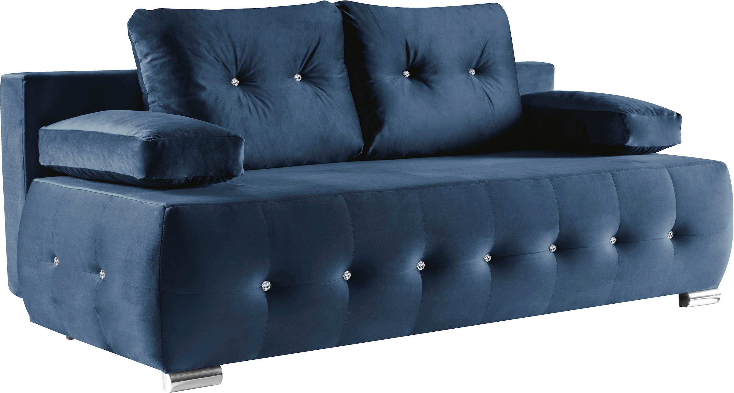 WERK2 Schlafsofa »Monaco«, 2-Sitzer Schlafcouch mit Bettkasten & funkelnden Ziersteinchen