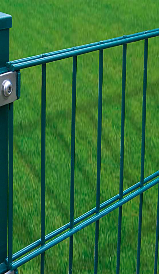 Peddy Shield Doppelstabmattenzaun 123 cm hoch, 15 Matten für 30 m Zaun, mit 16 Pfosten