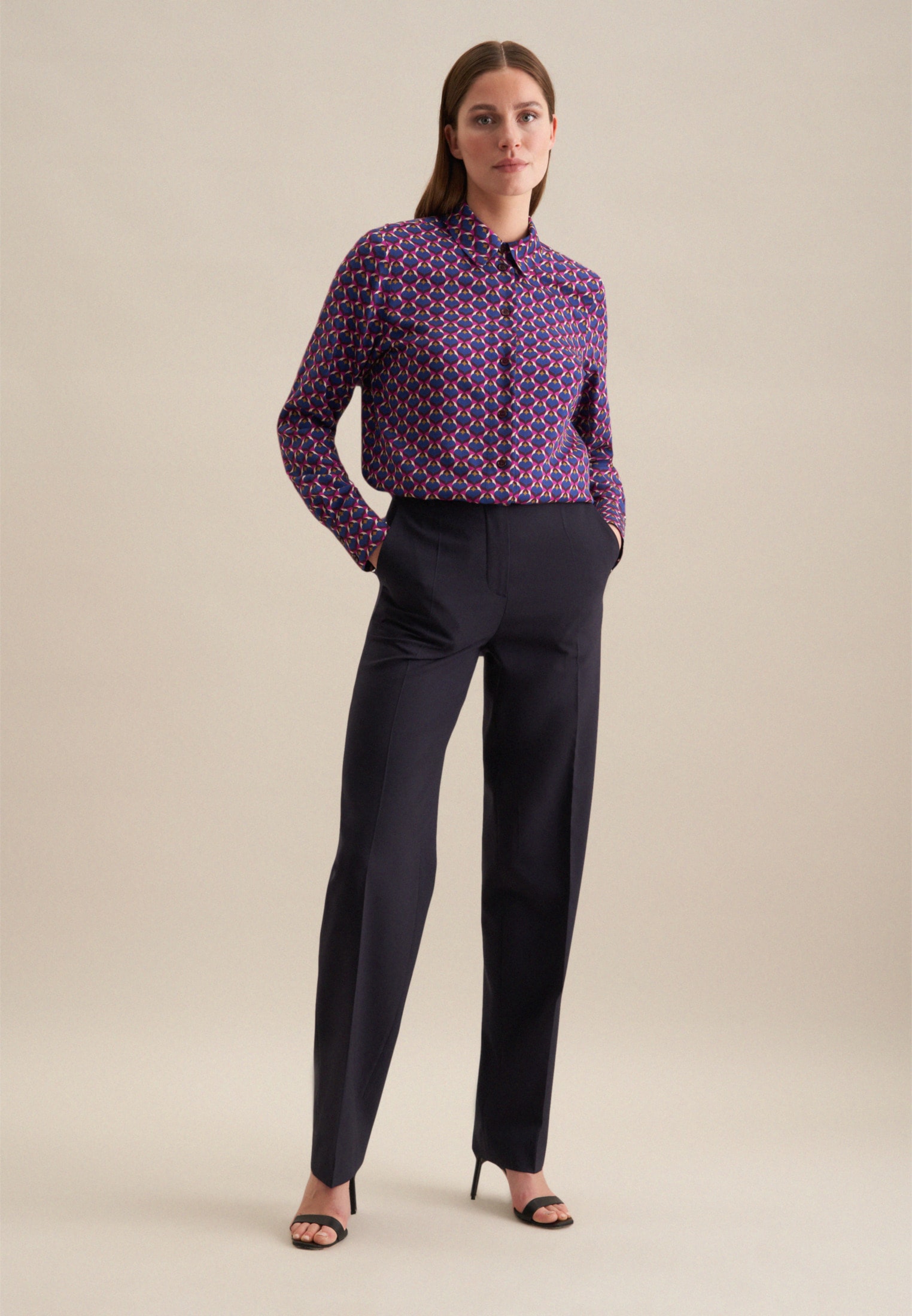 seidensticker Hemdbluse »Schwarze Rose« 1/1 Kragen Druck