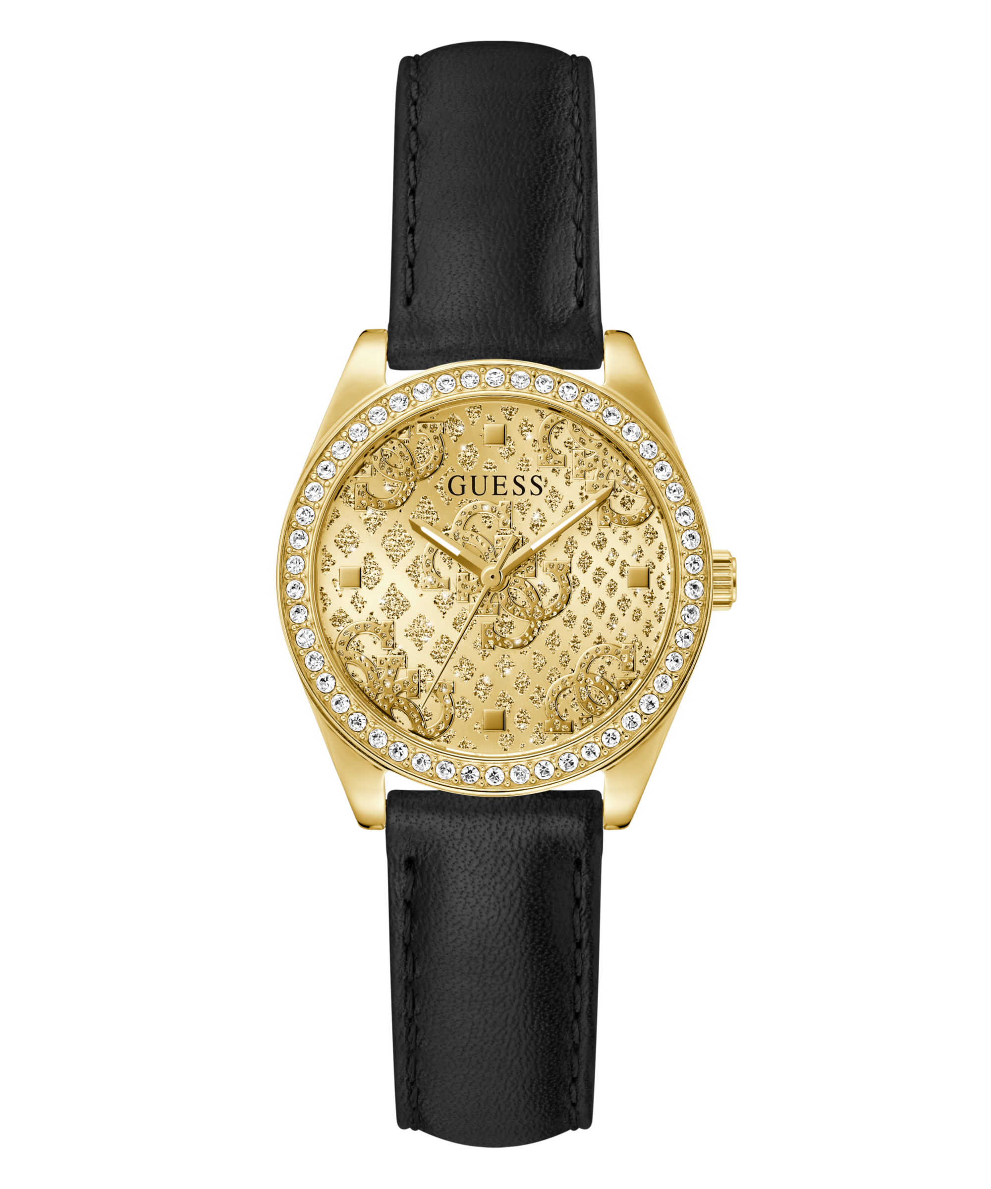 Guess Quarzuhr »BOA«, Armbanduhr, Damenuhr, Lederarmband, Kristallsteine