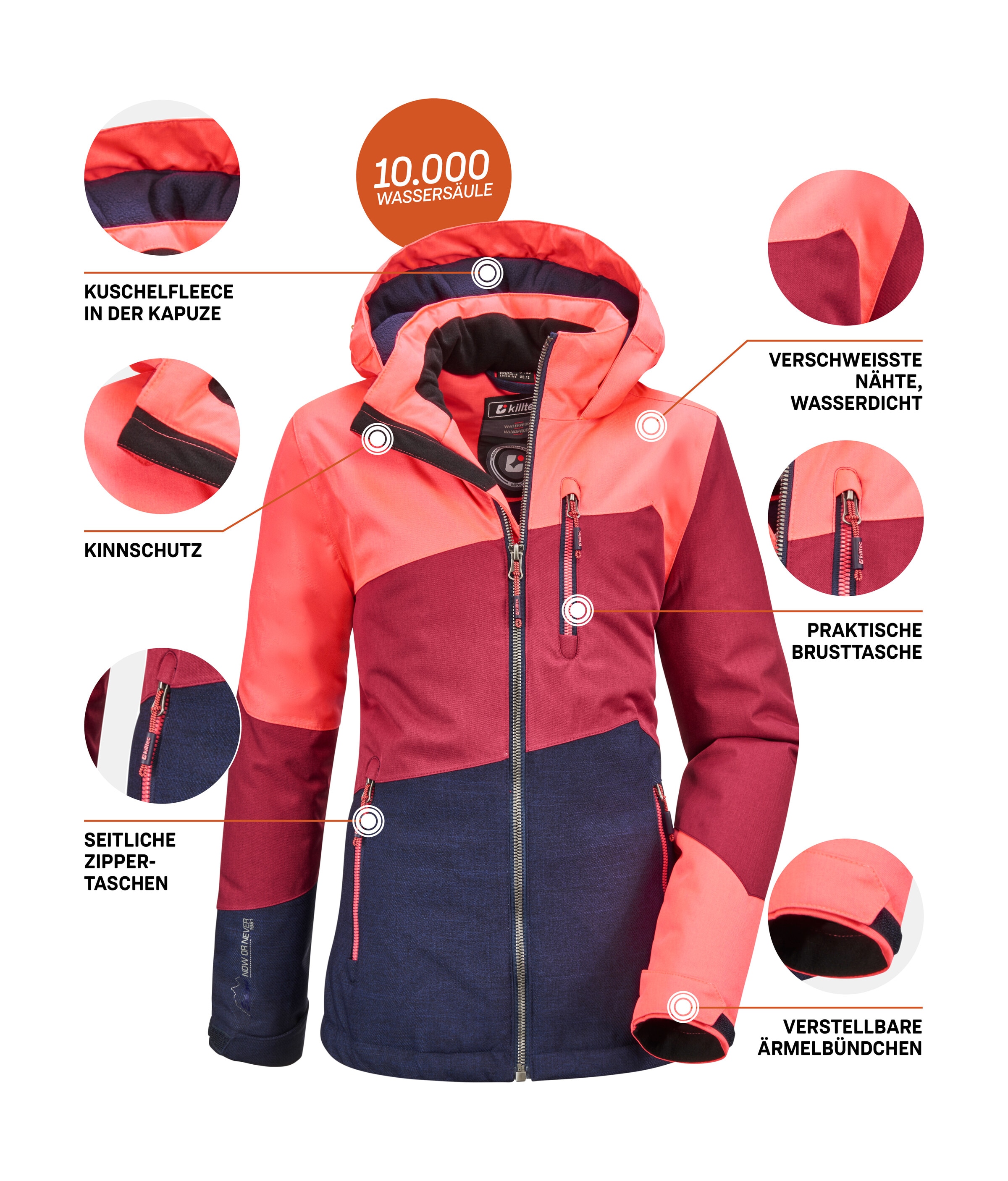 Killtec Outdoorjacke »Lynge GRLS JCKT B« Wasserdichte Winterjacke mit Kapuze, Fleece, verstellbaren Ärmeln