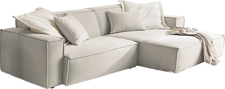 3C Candy Ecksofa »Matteo in elegant, kubischer Formensprache, bequem, L-Form« mit auffälliger Kedernaht, Feincord-Bezug, Lounge-Charakter