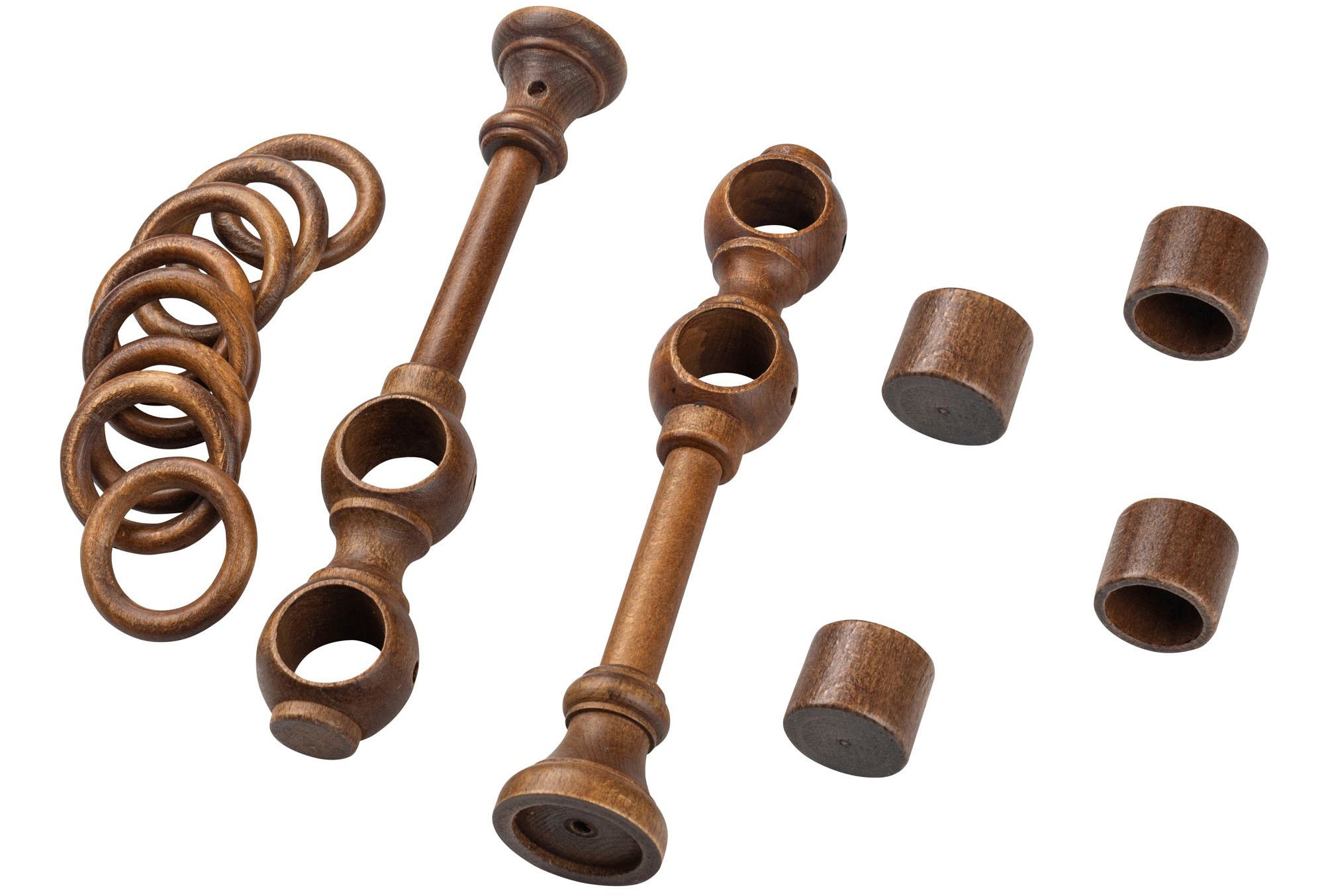 SN DECO GROUP Gardinenstange »Cafiro«, 2 läufig-läufig, Fixmaß, 28 mm, Holz, verschiedene Längen und Farben, Komplettset