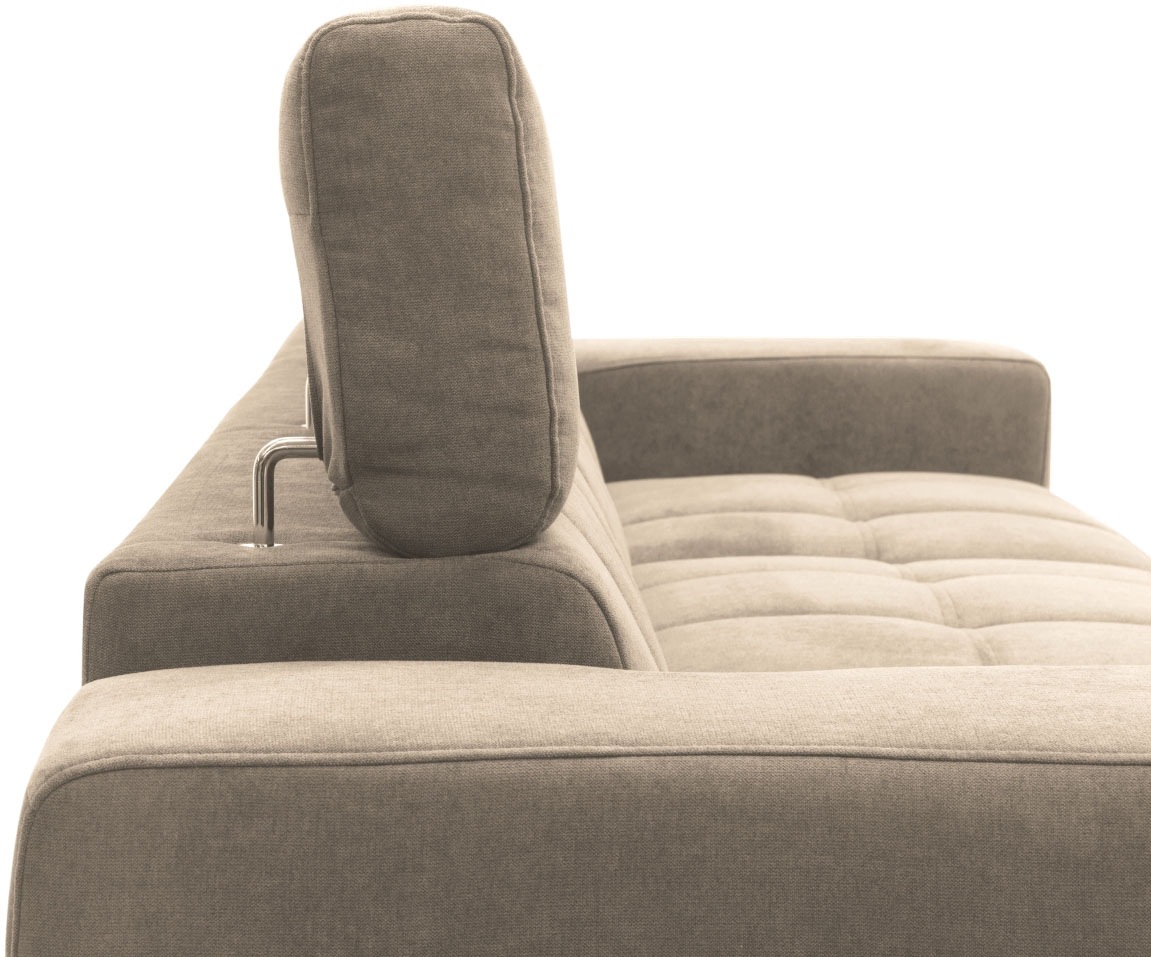 DOMO collection Ecksofa »Trento L-Form, mit Kufenfuß oder Einzelfuß«, wahlweise mit Kopfteilverstellung, Recamiere links/rechts bestellbar