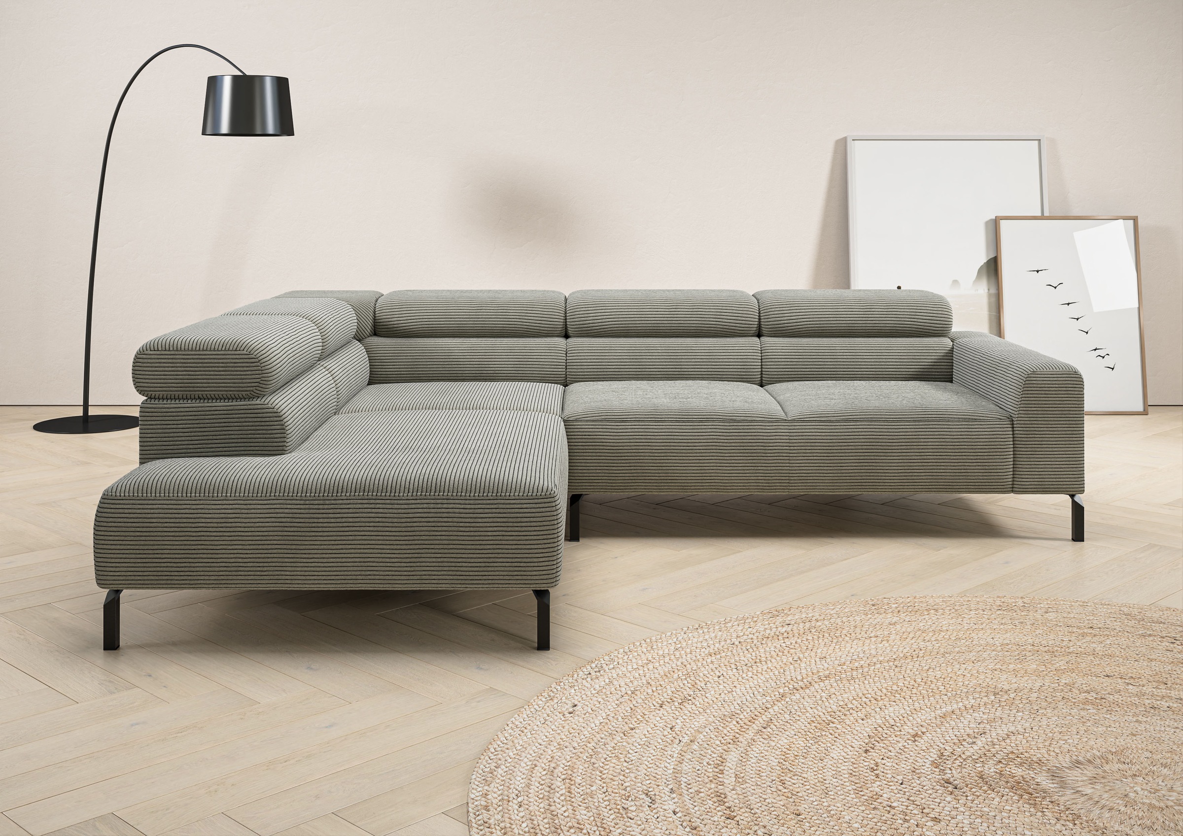 Places of Style Ecksofa »Antonelli, L-Form, inkl. Kopfteilverstellung, Brei günstig online kaufen