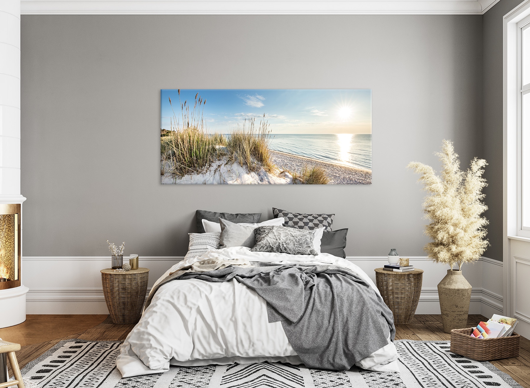 Bönninghoff Leinwandbild »Wandbild STRAND XXL 90x200 cm – Leinwandbild Keilrahmen Deko modern« Düne | Strand 1 Stk. tlg. auf Keilrahmen gespannt