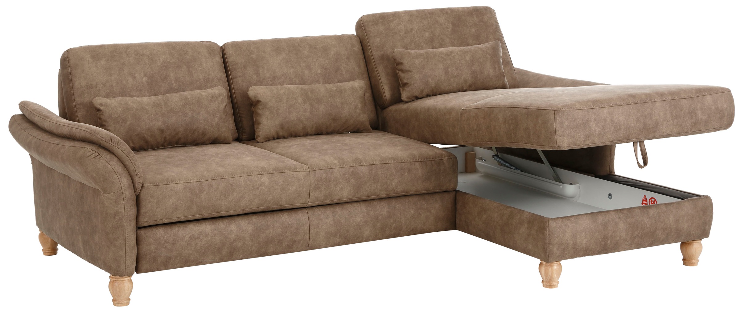 Home affaire Ecksofa »Palace L-Form«, incl. Sitztiefenverstellung, wahlweise mit Bettfunktion und Stauraum