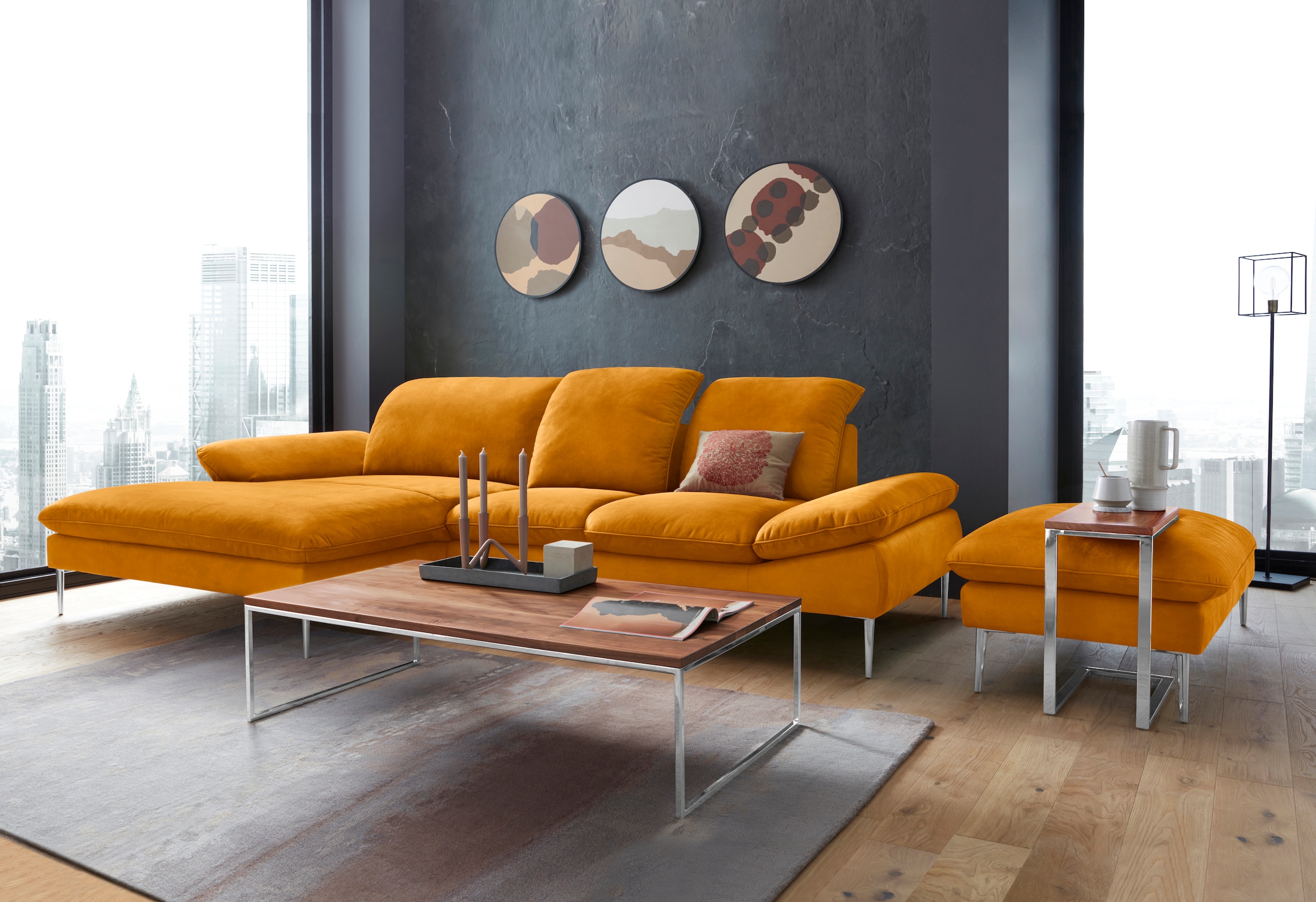 W.SCHILLIG Hocker »enjoy&MORE«, Füße Chrom glänzend, Breite 106 cm