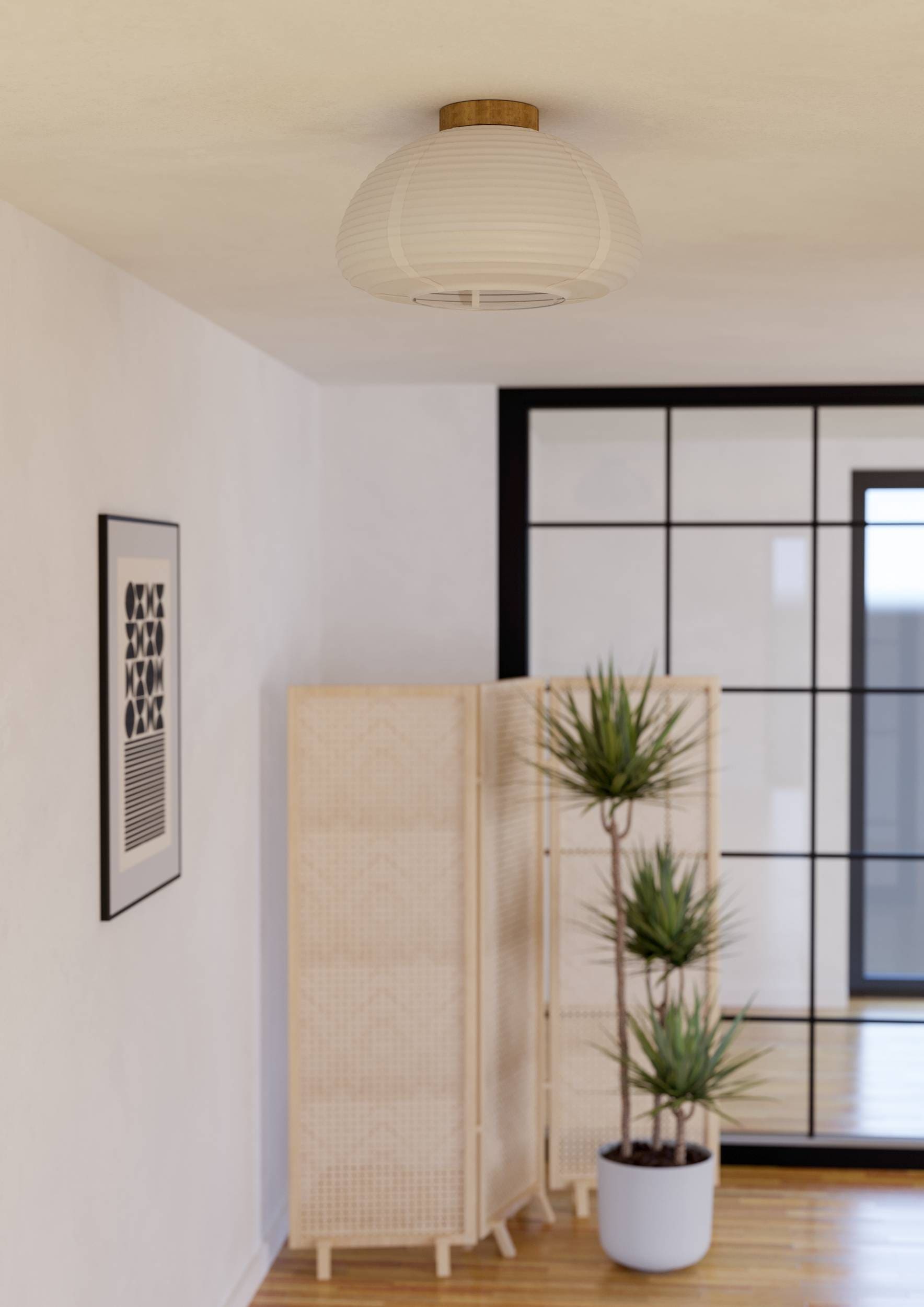 EGLO Deckenleuchte »Summerhill Deckenlampe 1-fach, Japan-Stil, Holz und Papier, Weiß, E27« E27 1 Stk. Wand-/Deckenleuchte - H24,5 x Ø40 cm - braun - 1X40W exkl.