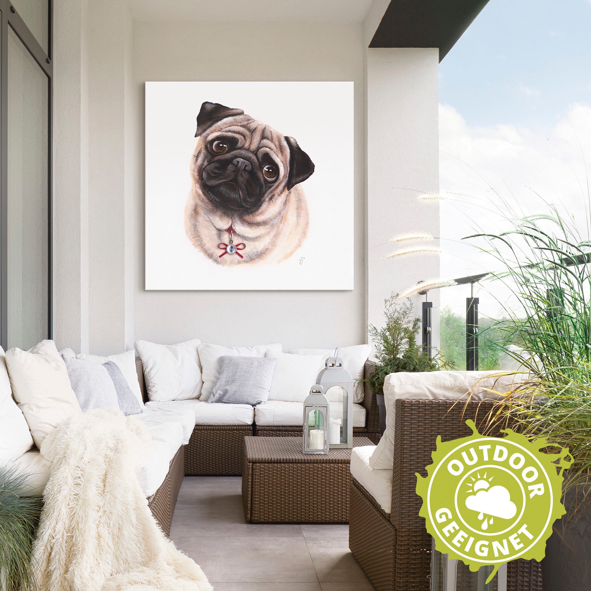Artland Wandbild »Mops mit Diamanten«, Hundebilder, (1 St.), als Alubild, O günstig online kaufen