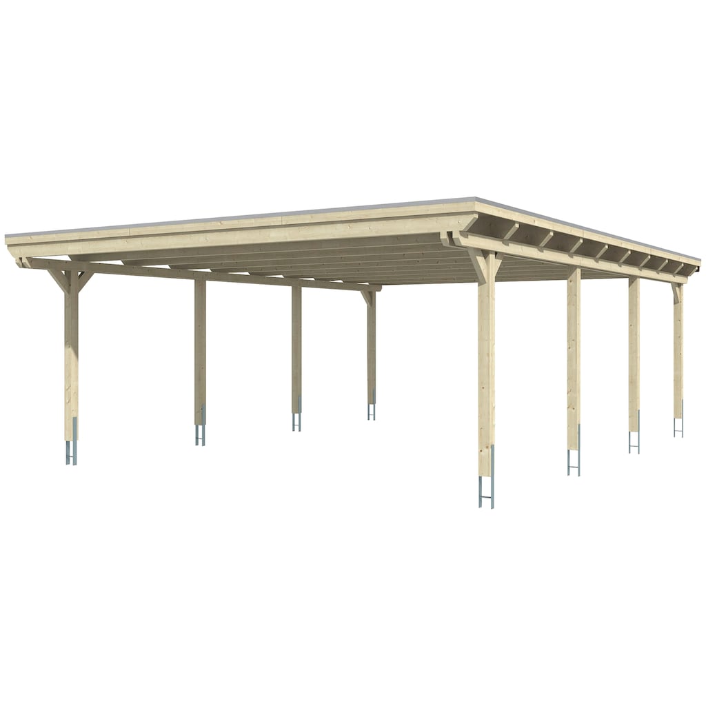 Skanholz Doppelcarport »Emsland«, Leimholz-Nordisches Fichtenholz, 550 cm, natur