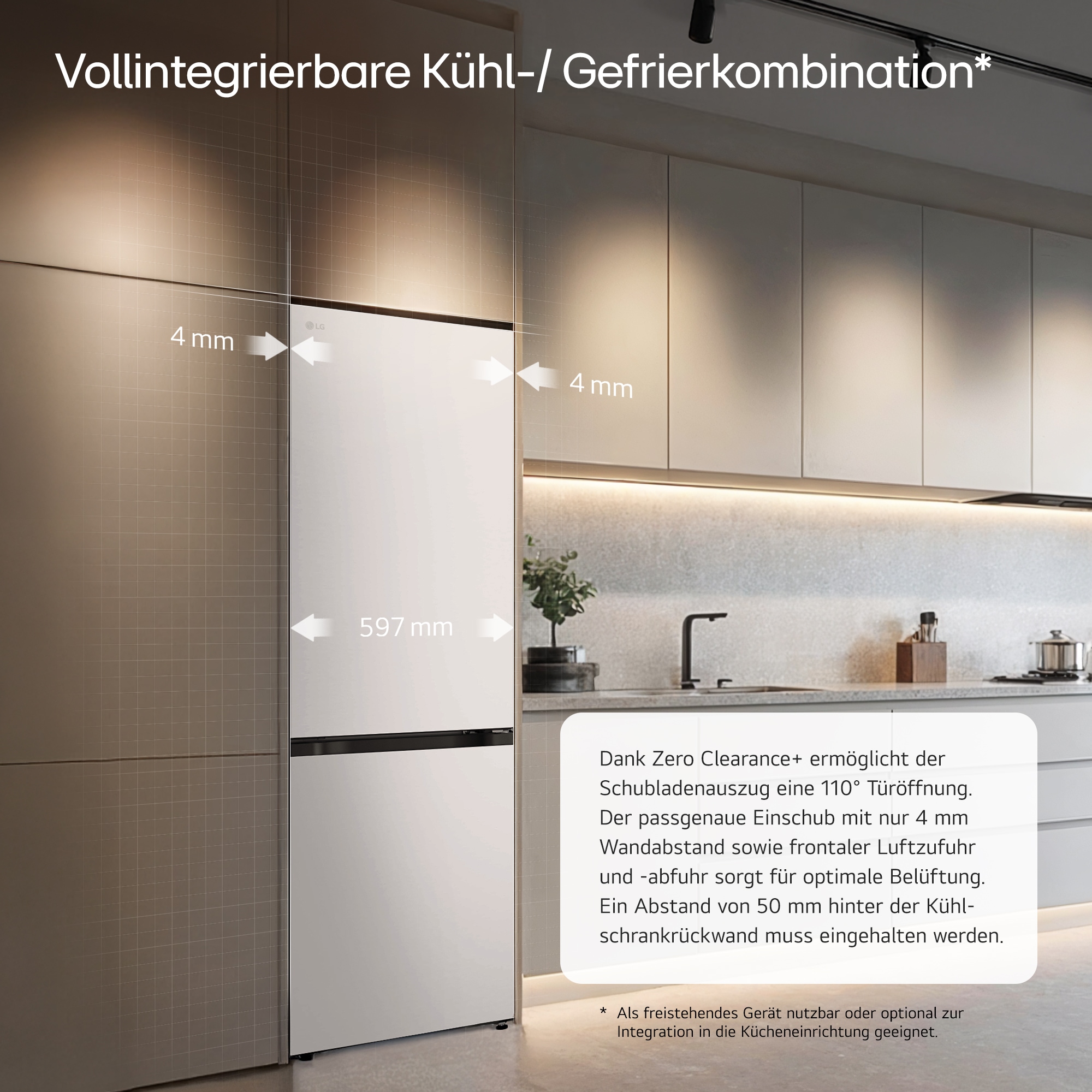 LG Kühl-/Gefrierkombination Serie 7 »GBBS716ASW« 186 cm hoch 59,7 cm breit Vollintegrierbarer Kühlschrank dank frontaler Luftzufuhr und Abluft