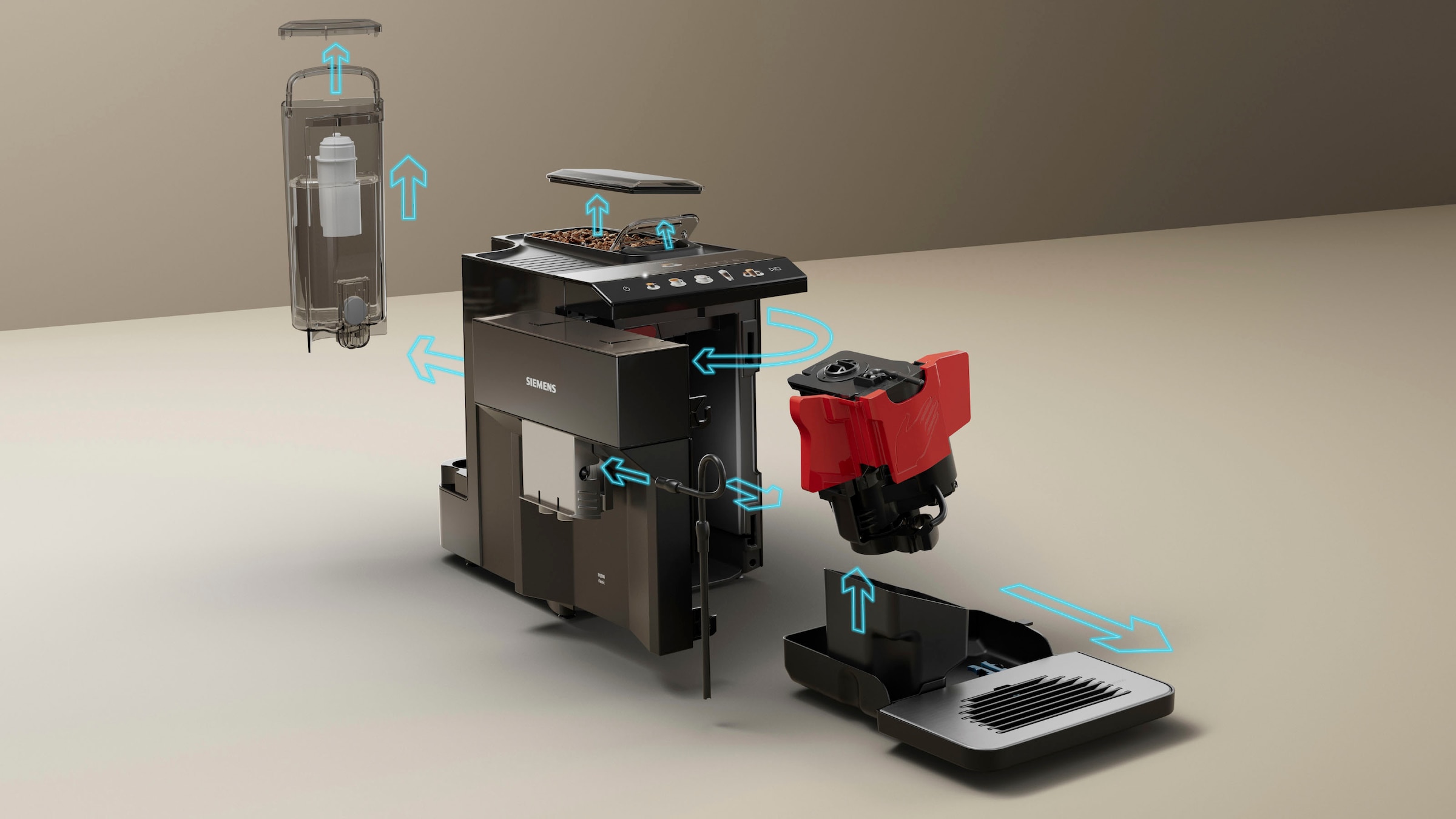 SIEMENS Kaffeevollautomat »EQ500 classic TP513D09, viele Kaffeespezialitäten, OneTouch-Funktion«, intuitives Farbdisplay, automatische Dampfreinigung, schwarz