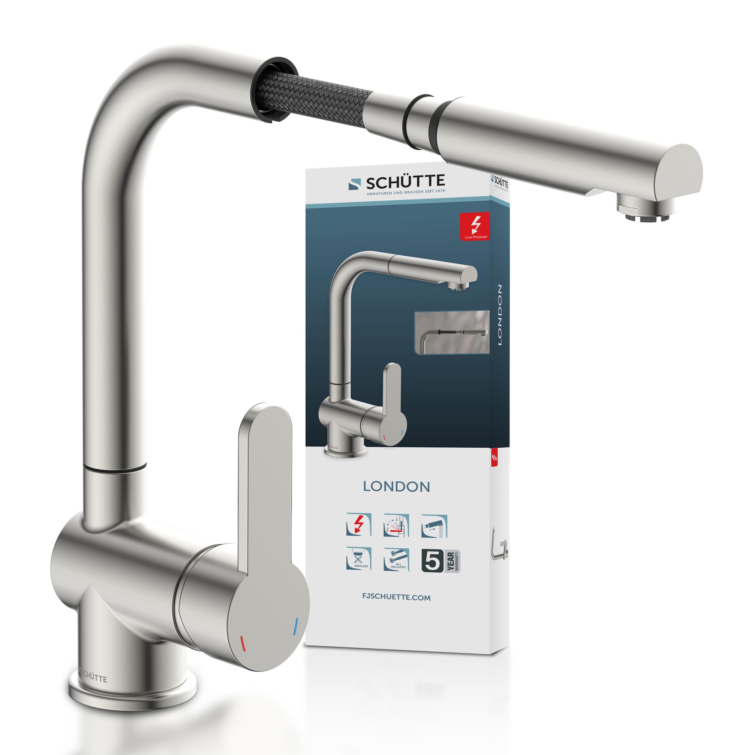 Schütte Spültischarmatur »LONDON« Niederdruck, 360° schwenkbarer Wasserhahn günstig online kaufen