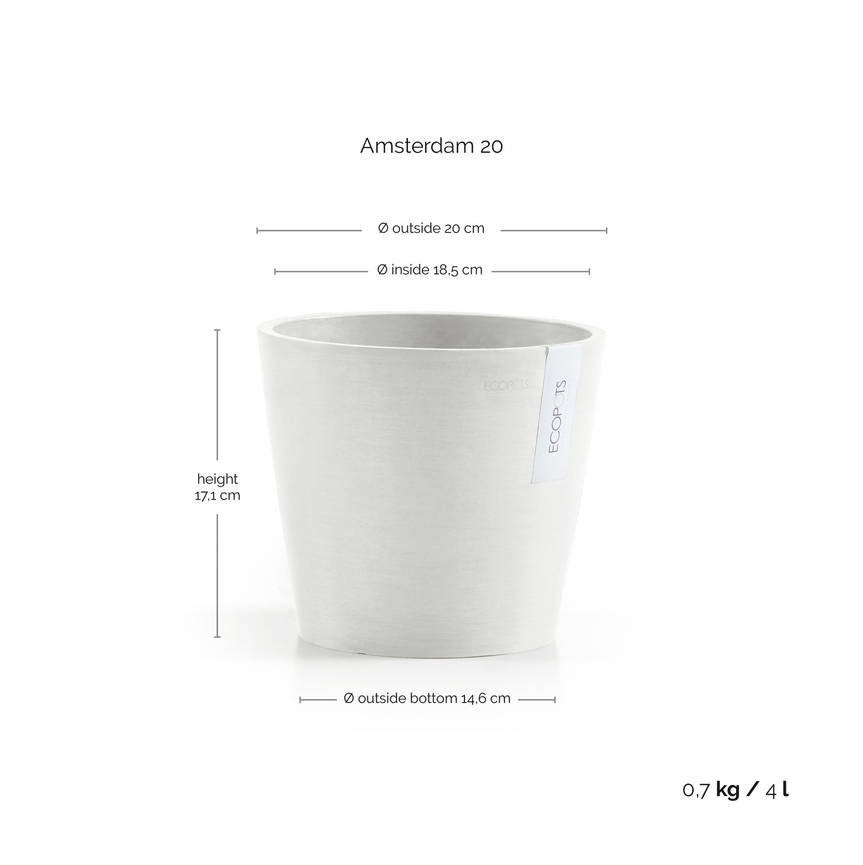 ECOPOTS Blumentopf »Amsterdam«, (Set, 2 St.), mit passenden Untersetzern