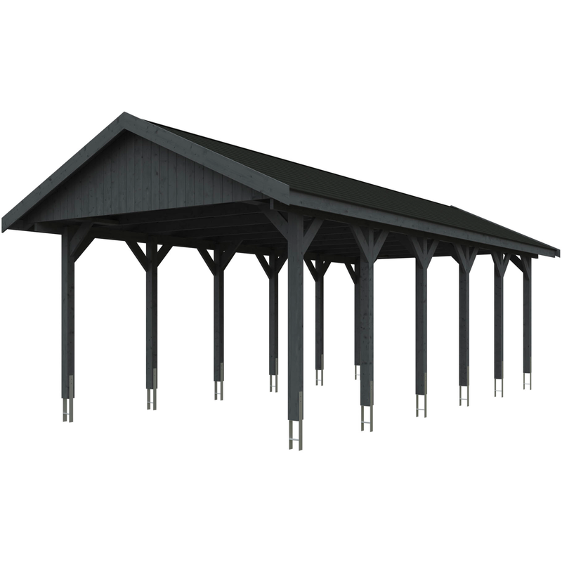 SKANHOLZ Einzelcarport »Wallgau« Nadelholz 340 cm Schiefergrau mit schwarzen Dachschindeln Schiefergrau