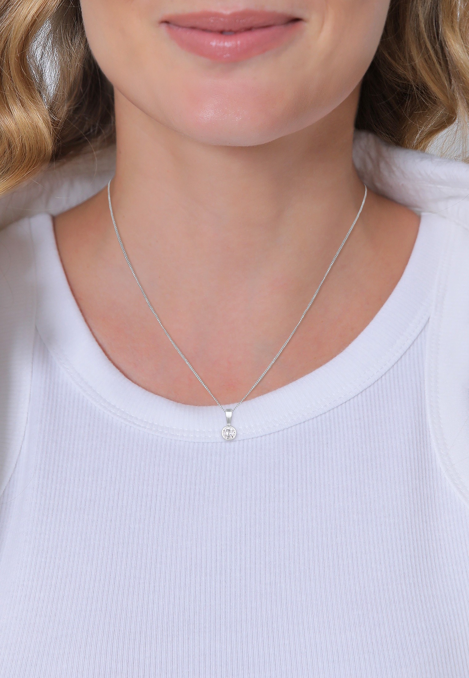 Nenalina Kettenanhänger »Solitär Zirkonia Damenkette Basic 925 Silber«