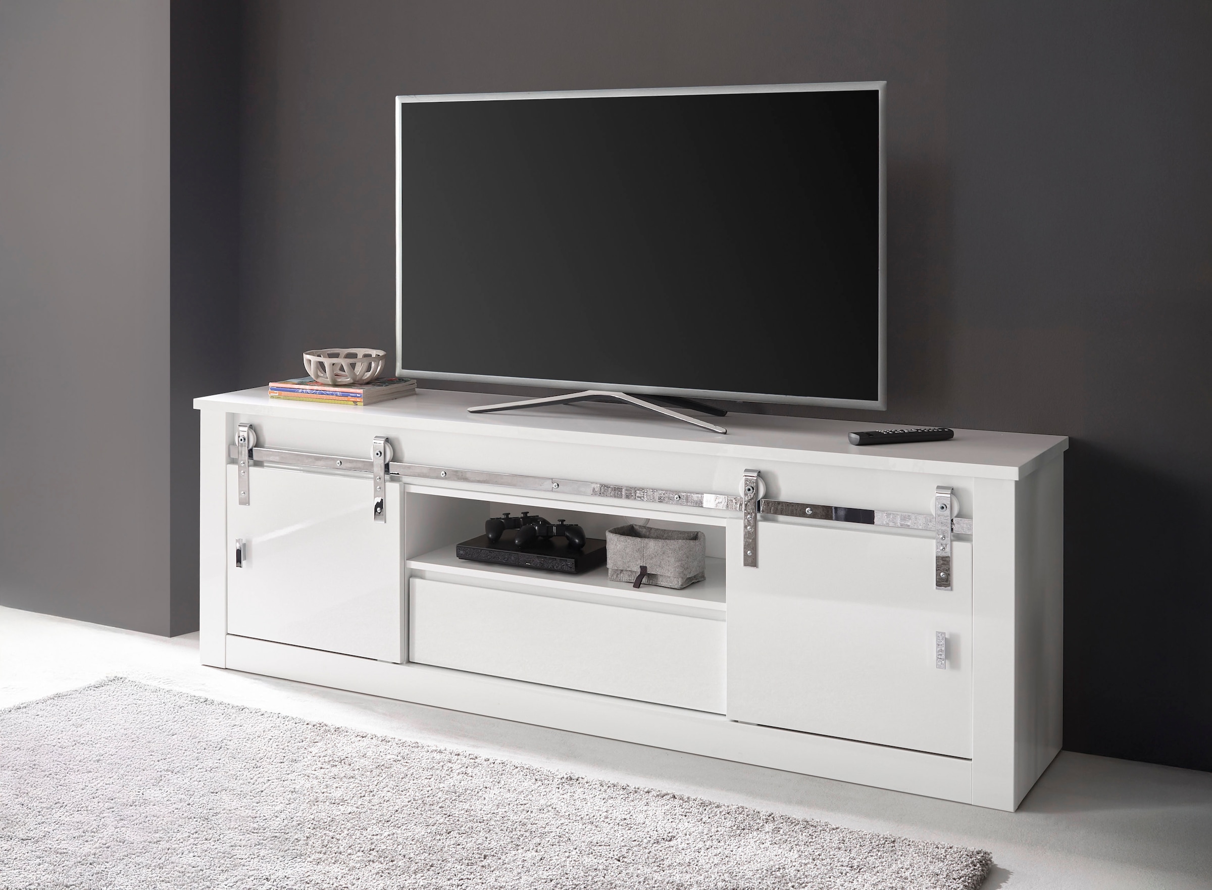 Home affaire Lowboard »Daytona, moderner TV-Unterschrank, Kommode in Weiß Hochglanz«