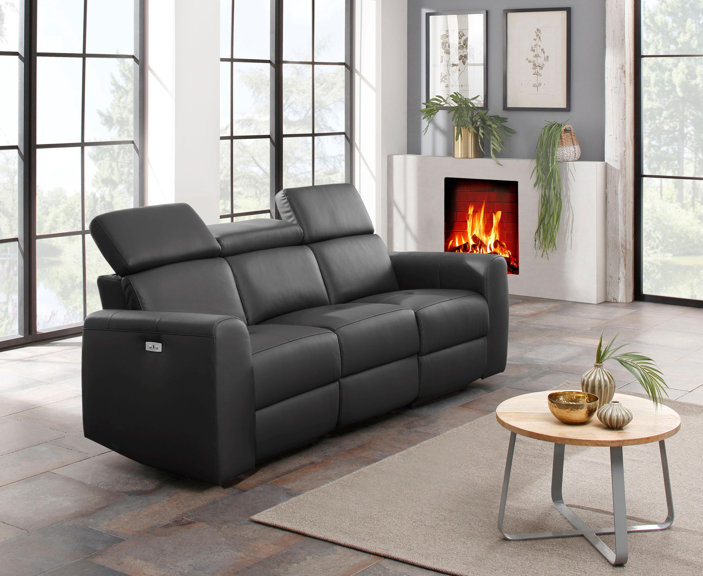 Home affaire 3-Sitzer »Sentrano« auch mit elektrischer Funktion mit USB-Ans günstig online kaufen