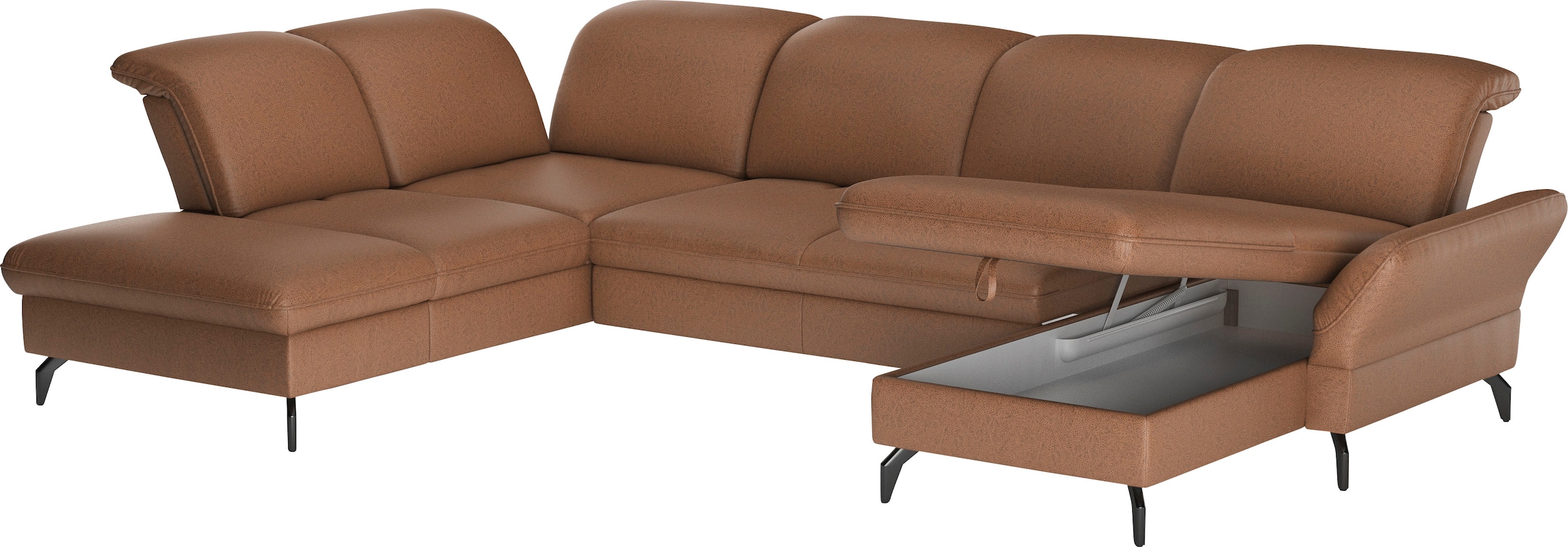 sit&more Wohnlandschaft »Leandro U-Form«, Wahlweise mit Bett-, Kopfteil - und Armlehnfunktion, sowie Bettkasten