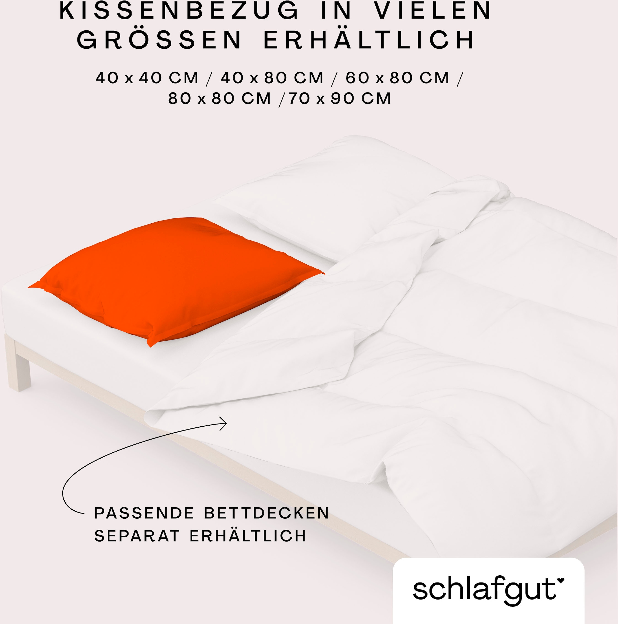 Schlafgut Kissenbezug »Knitted Jersey aus Bio-Baumwolle mit Elasthan, bügelfrei,«, (1 St.), besonders fein gestrickt, Kissenhülle mit farbigem Reißverschluss