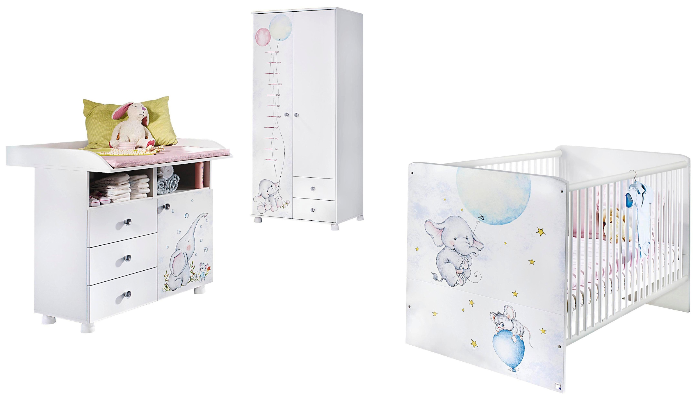 rauch Babyzimmer-Komplettset »Vancouver«, (Set, 3 St.), Bett + Wickelkommode + 2 trg. Schrank